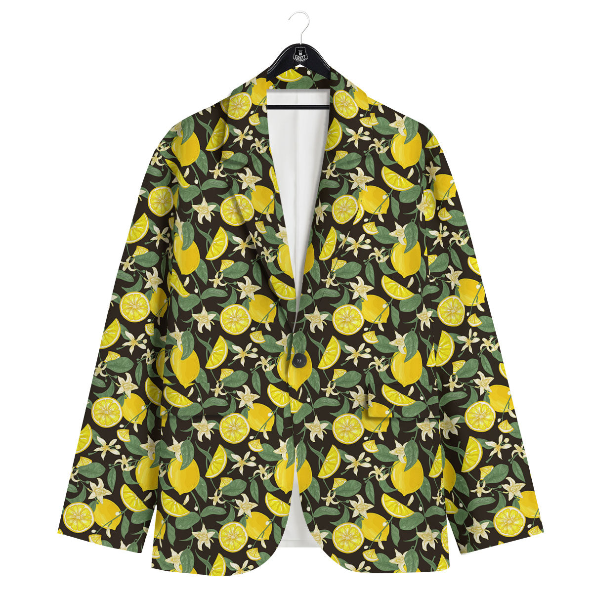 Flower And Lemon Print Pattern Men's Sport Coat-grizzshop