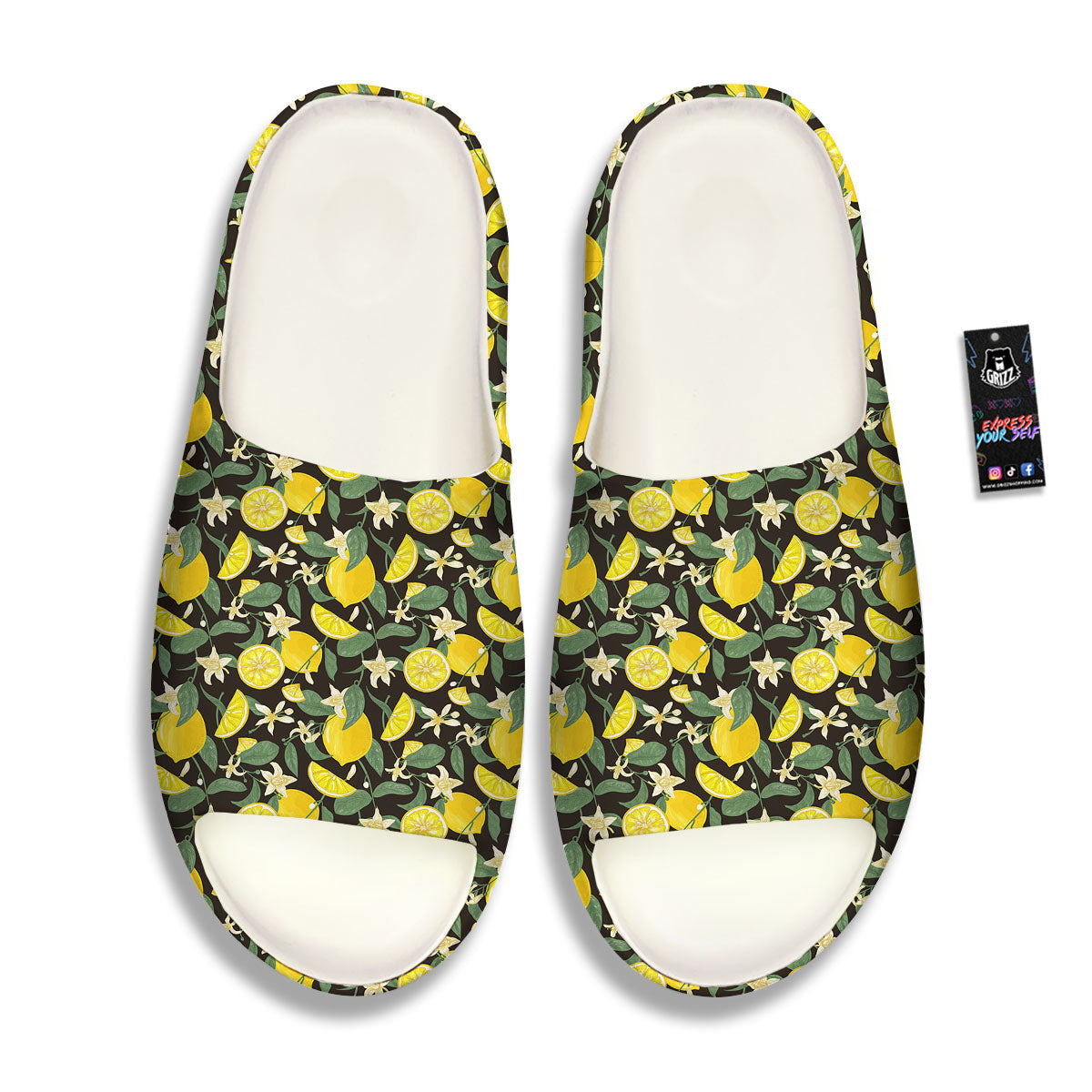 Flower And Lemon Print Pattern Sandals-grizzshop