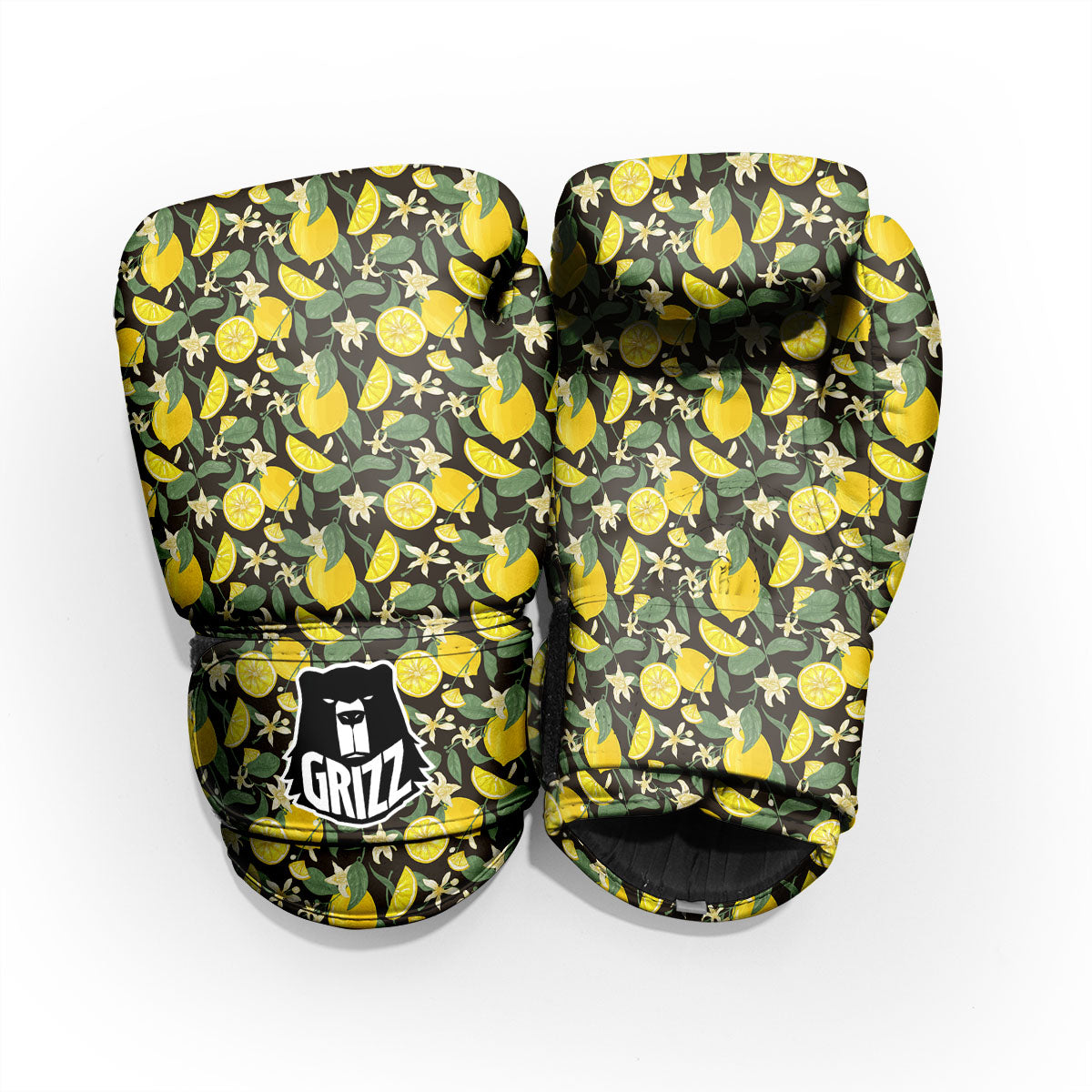 Flower And Lemon Print Pattern Sparring Gloves-grizzshop