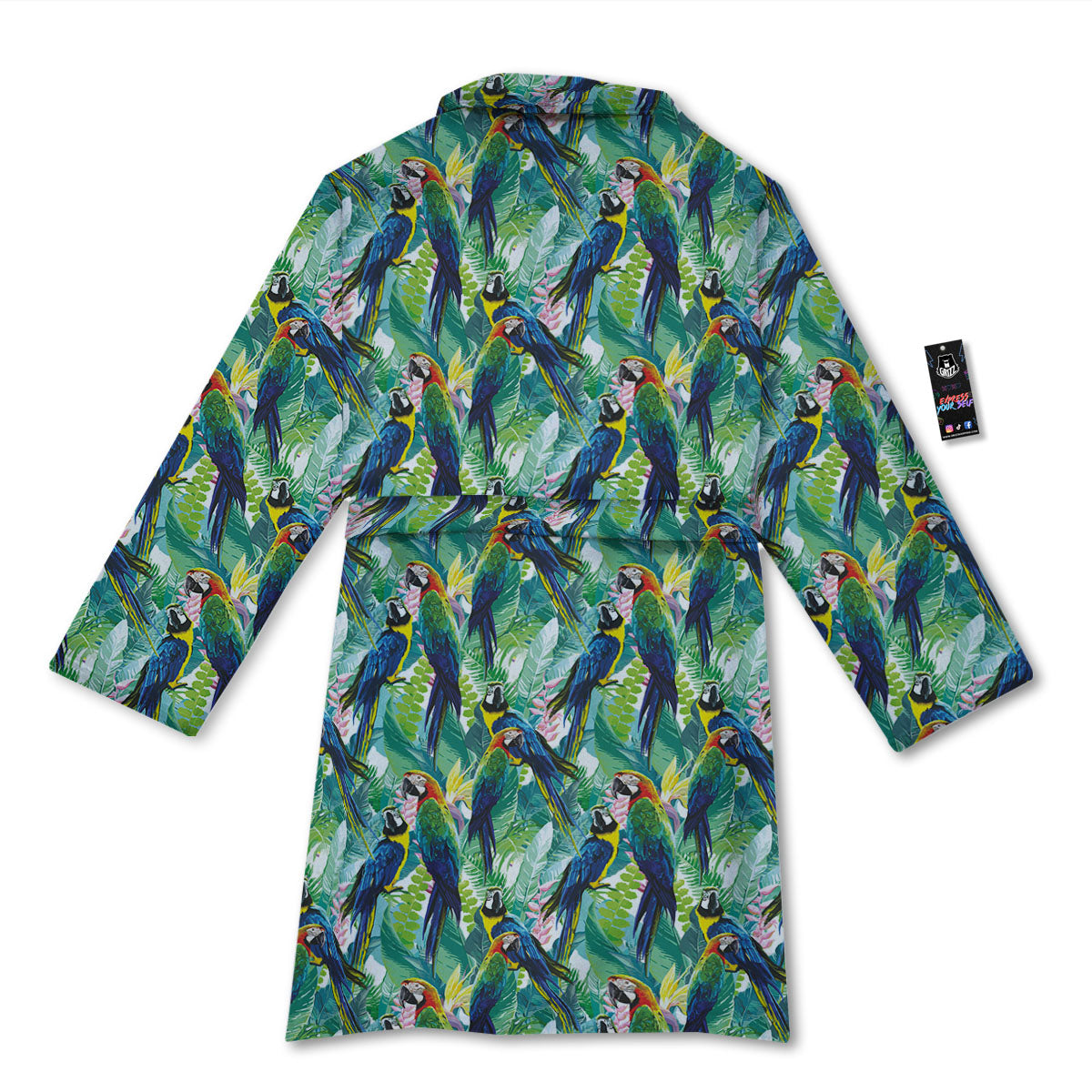 Flower And Parrot Print Pattern Bathrobe-grizzshop