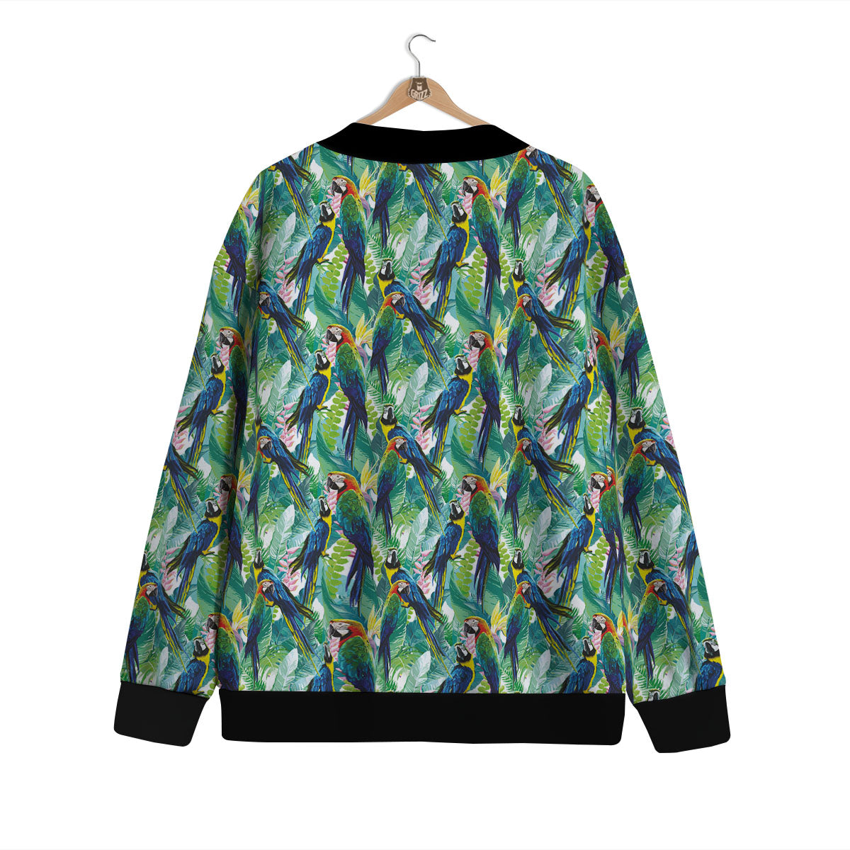 Flower And Parrot Print Pattern Cardigan-grizzshop