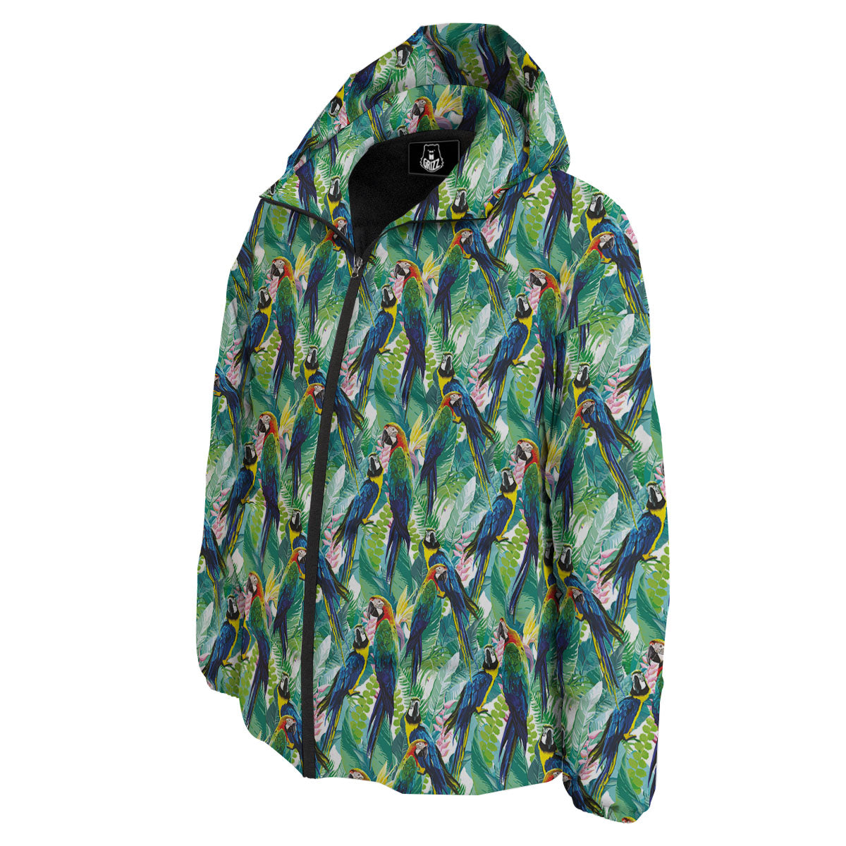 Flower And Parrot Print Pattern Down Jacket-grizzshop