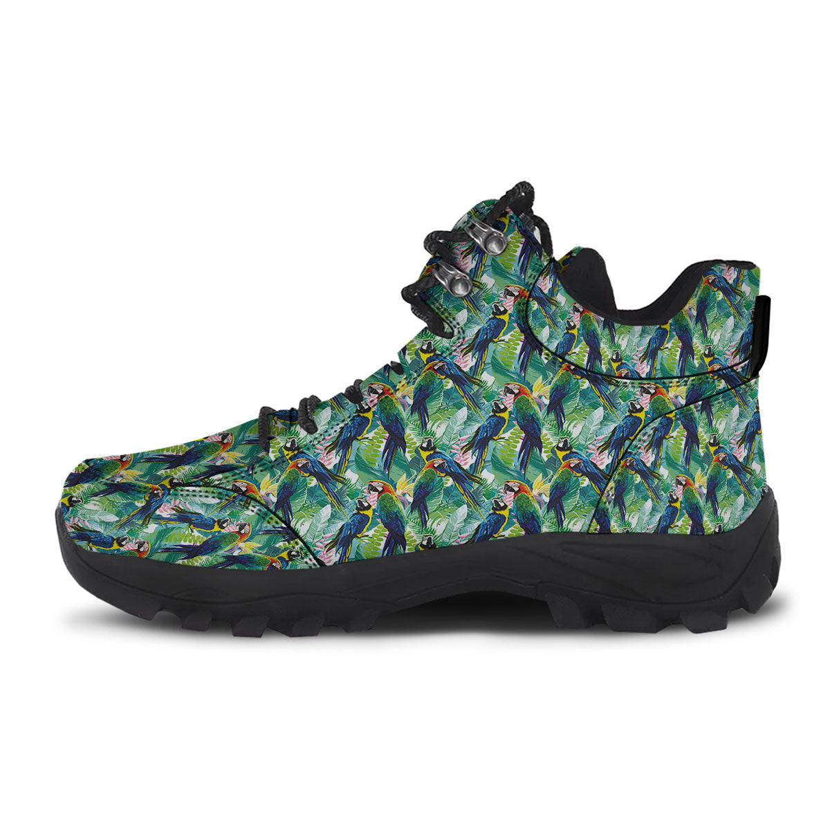 Flower And Parrot Print Pattern Hiking Shoes-grizzshop