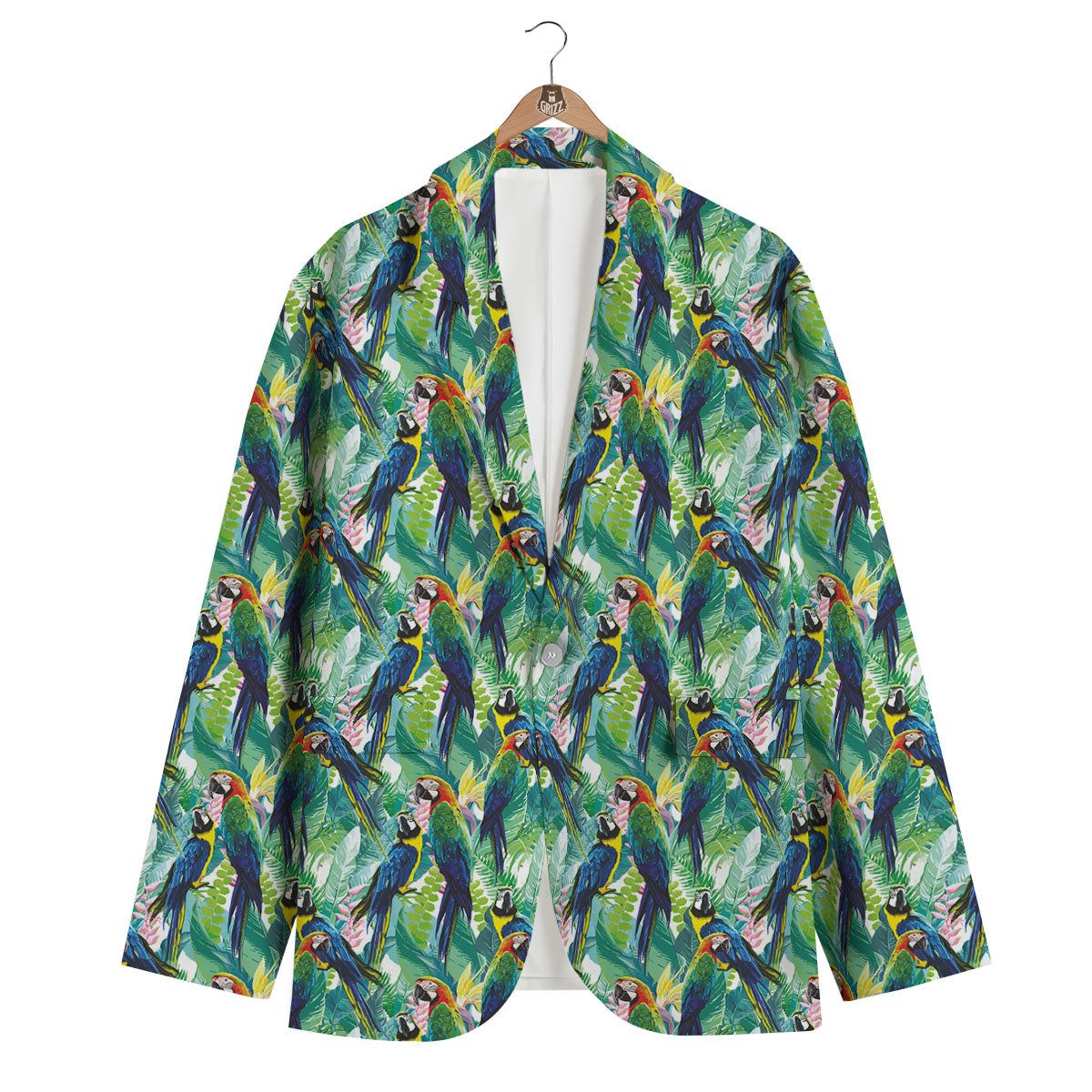 Flower And Parrot Print Pattern Men's Blazer-grizzshop