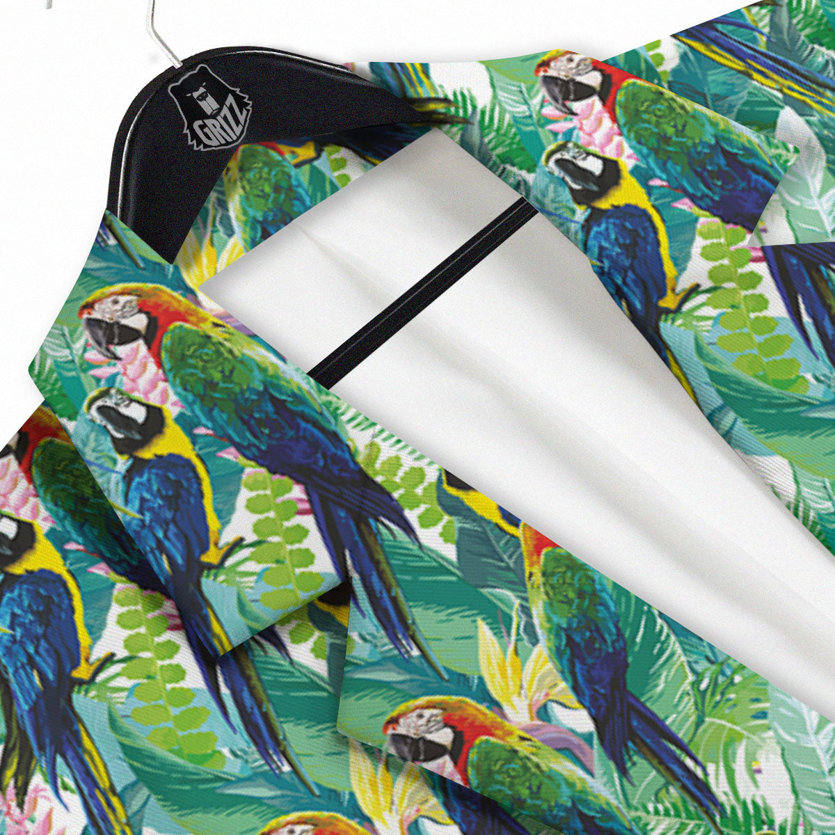Flower And Parrot Print Pattern Men's Sport Coat-grizzshop