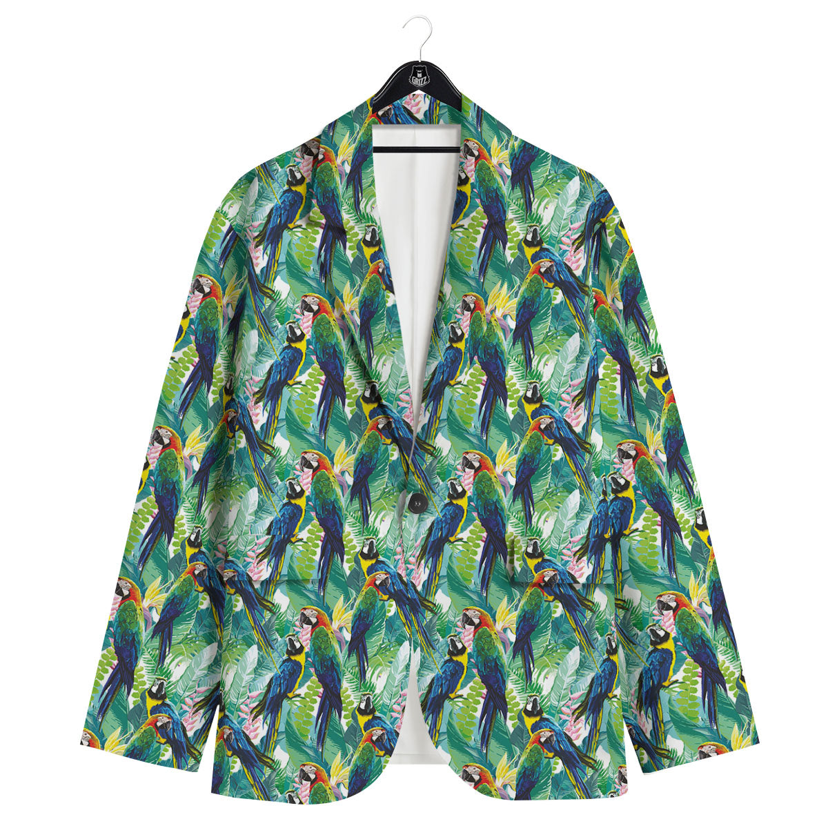 Flower And Parrot Print Pattern Men's Sport Coat-grizzshop