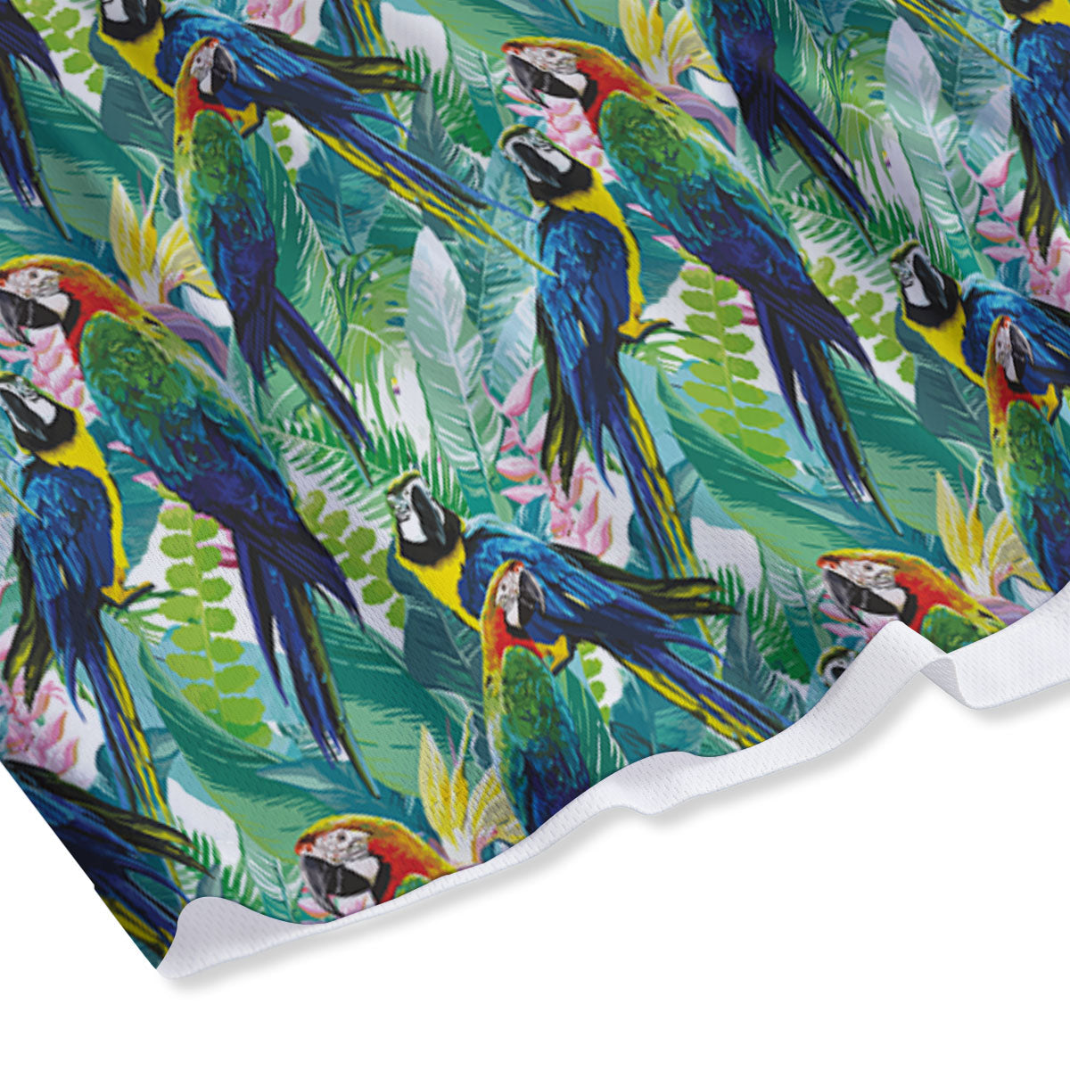 Flower And Parrot Print Pattern Mesh Shorts