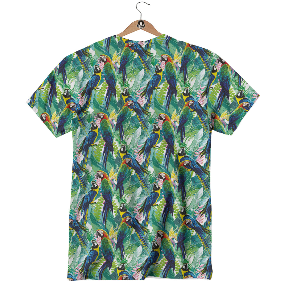 Flower And Parrot Print Pattern T-Shirt-grizzshop