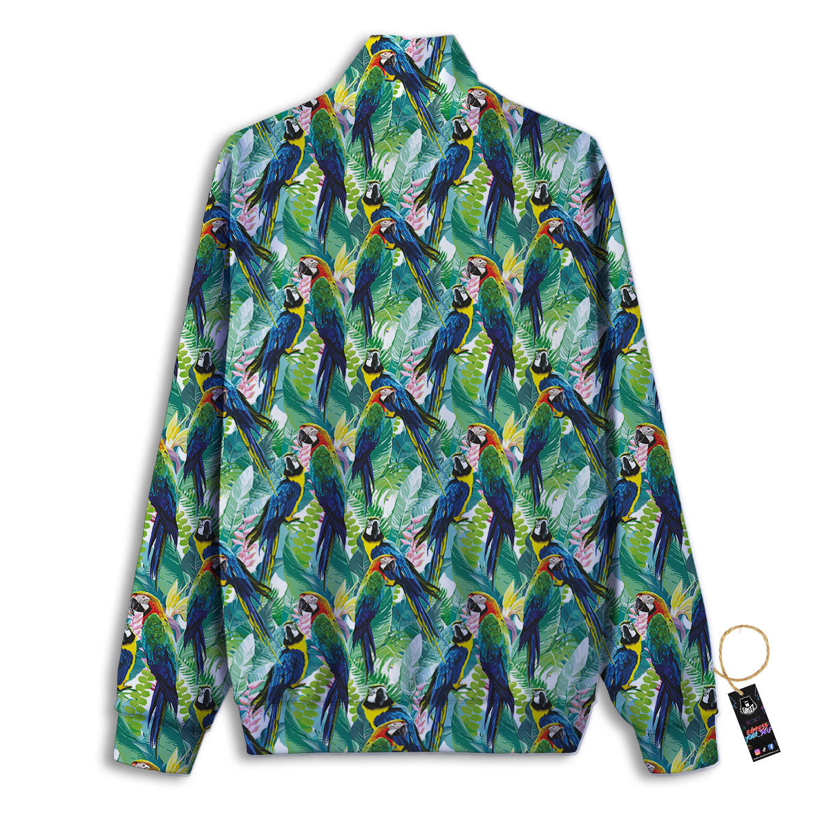 Flower And Parrot Print Pattern Track Jacket-grizzshop