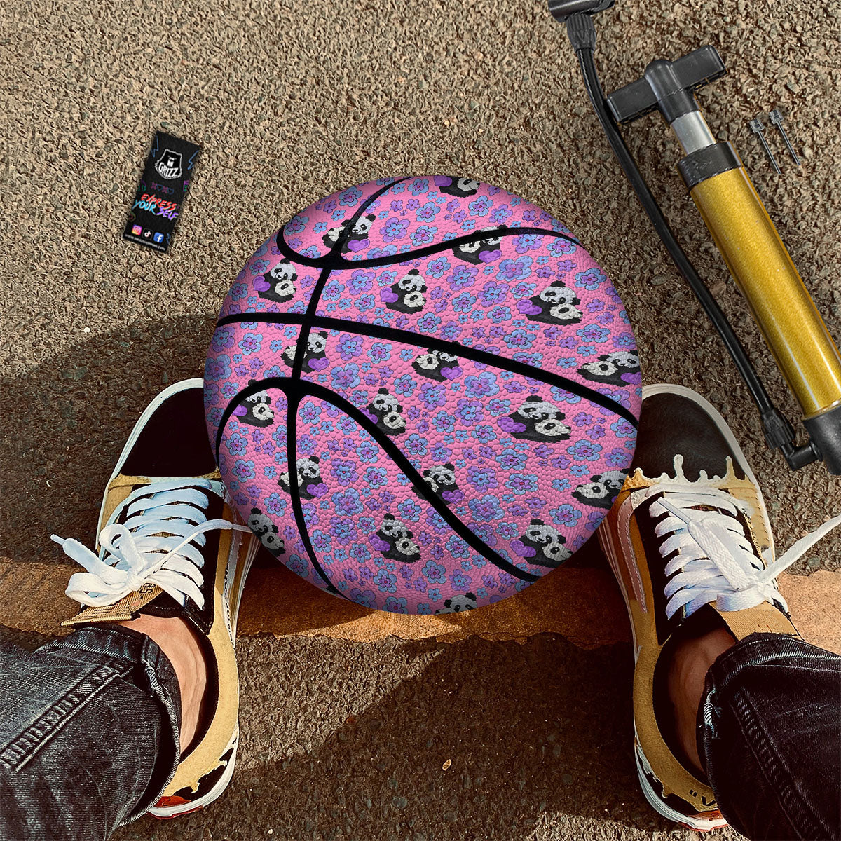 Flower And Purple Panda Print Pattern Basketball-grizzshop