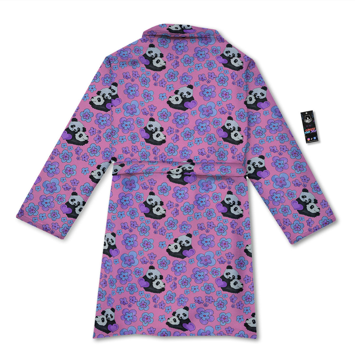 Flower And Purple Panda Print Pattern Bathrobe-grizzshop