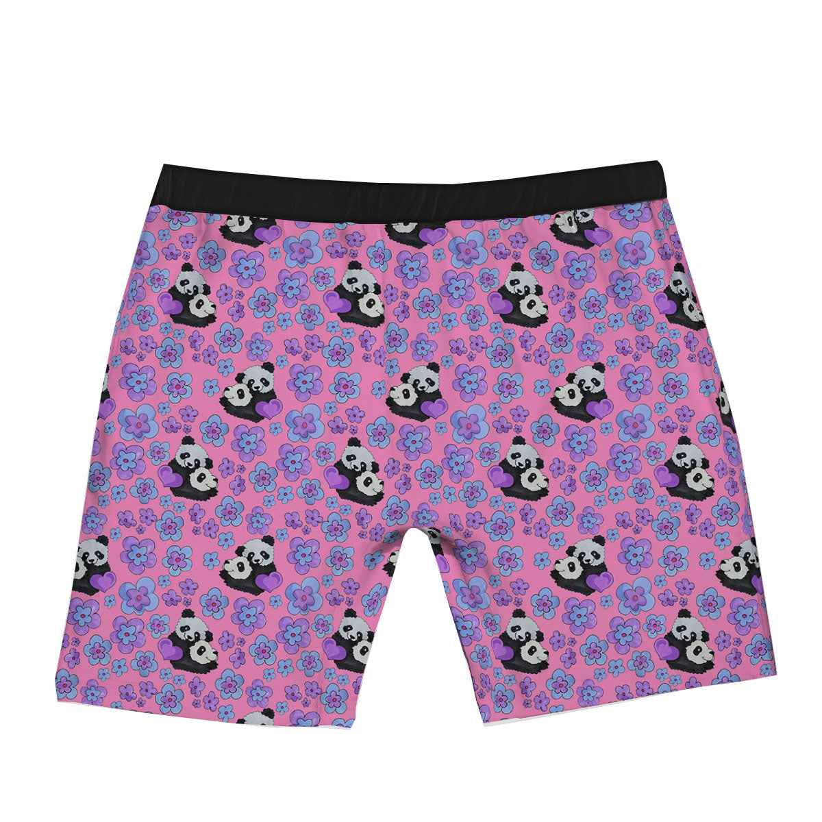 Flower And Purple Panda Print Pattern Boxer Briefs-grizzshop