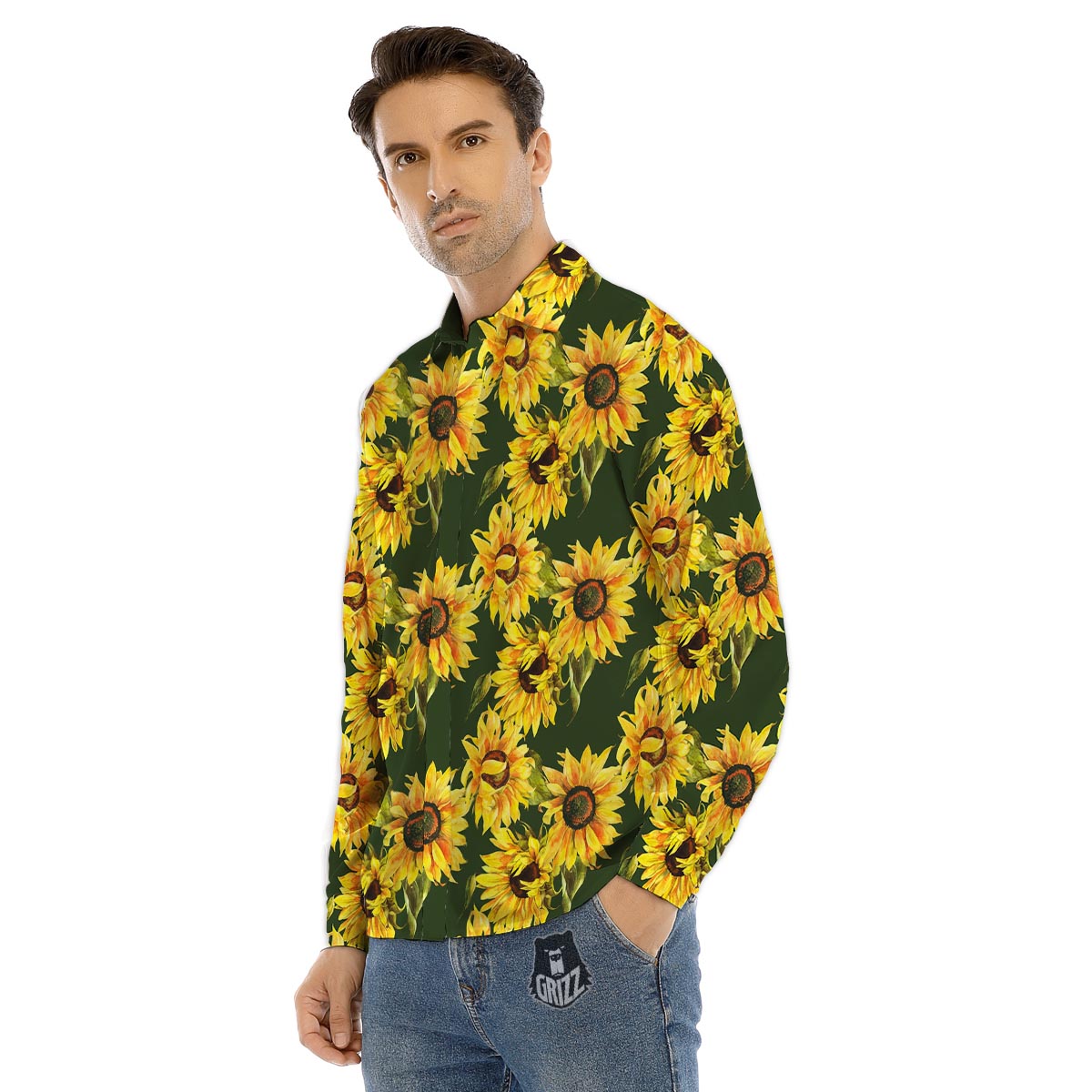 Flower And Purple Panda Print Pattern Men's Dress Shirts-grizzshop