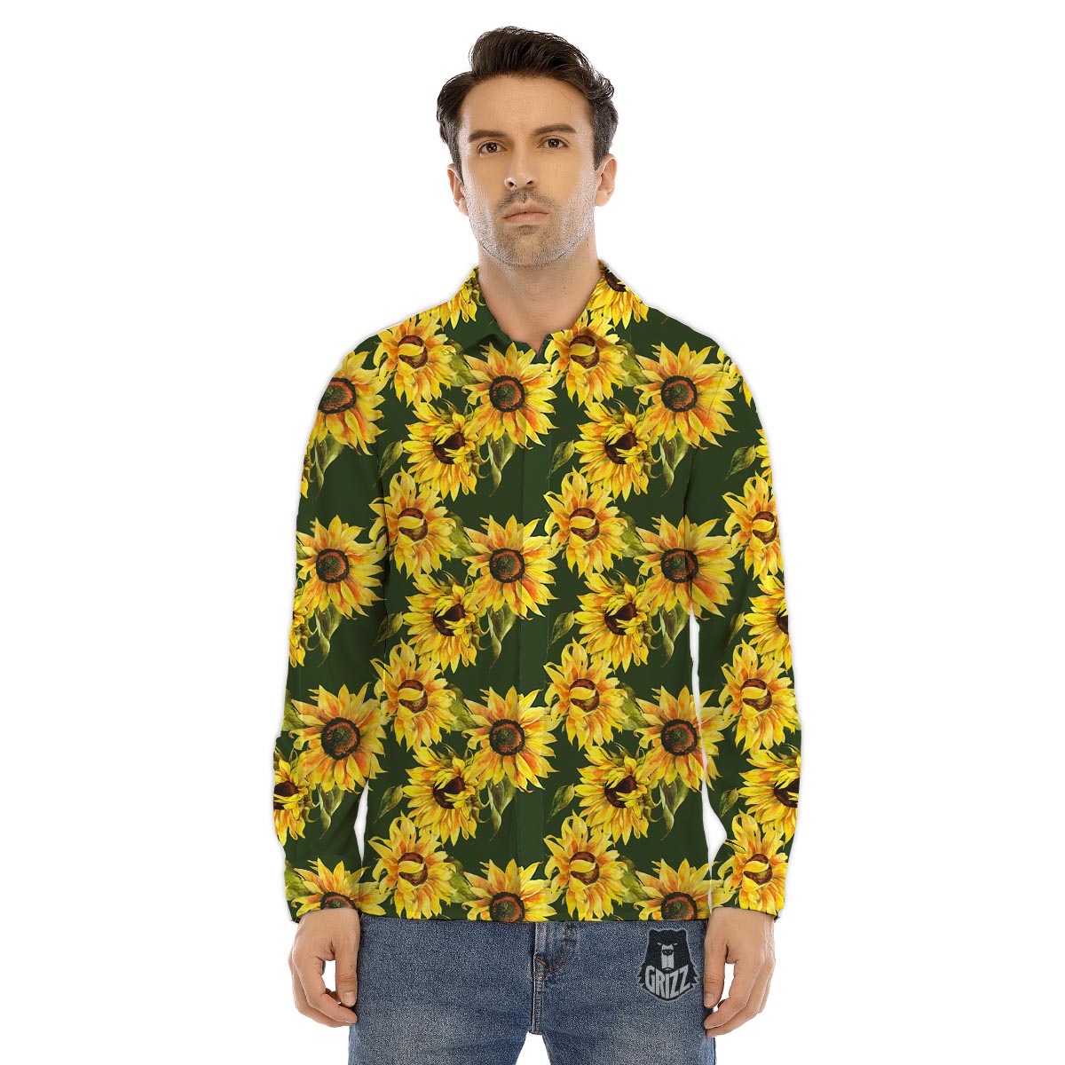 Flower And Purple Panda Print Pattern Men's Dress Shirts-grizzshop