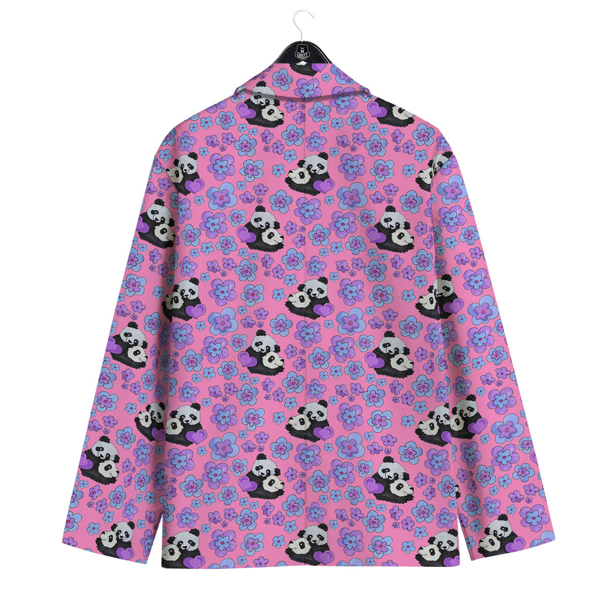 Flower And Purple Panda Print Pattern Men's Sport Coat-grizzshop