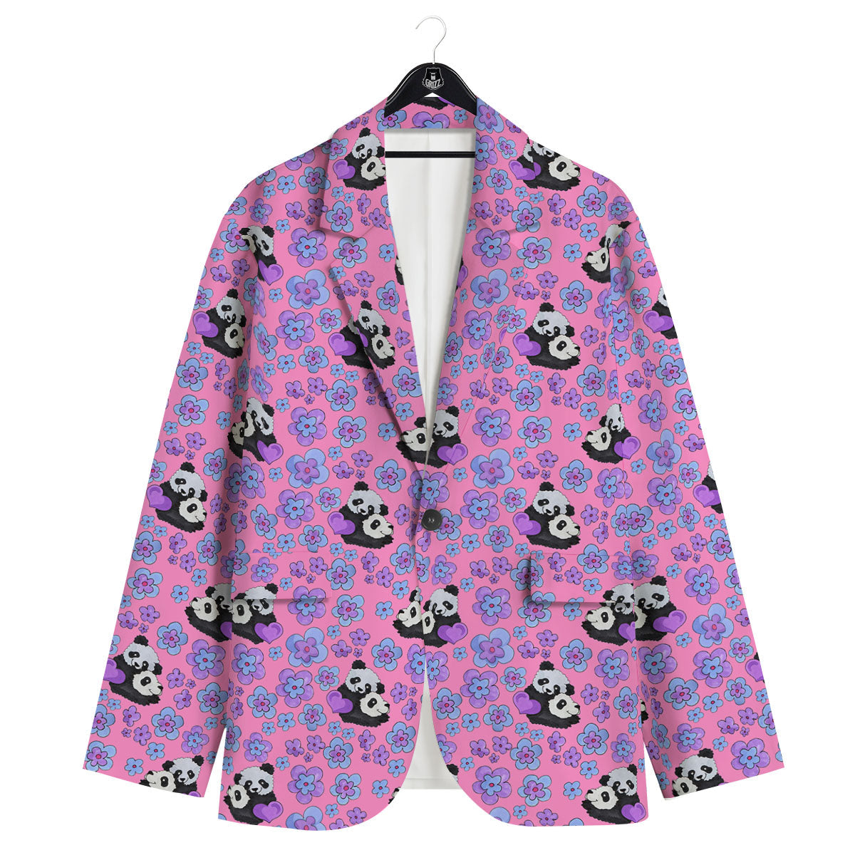 Flower And Purple Panda Print Pattern Men's Sport Coat-grizzshop