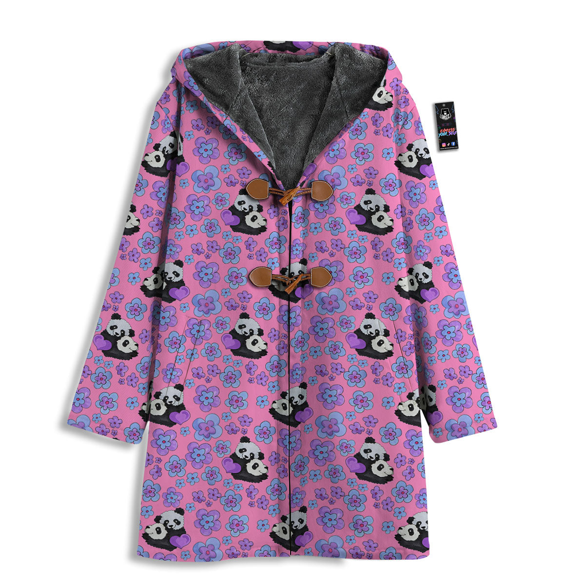Flower And Purple Panda Print Pattern Men's Windbreaker Jacket-grizzshop