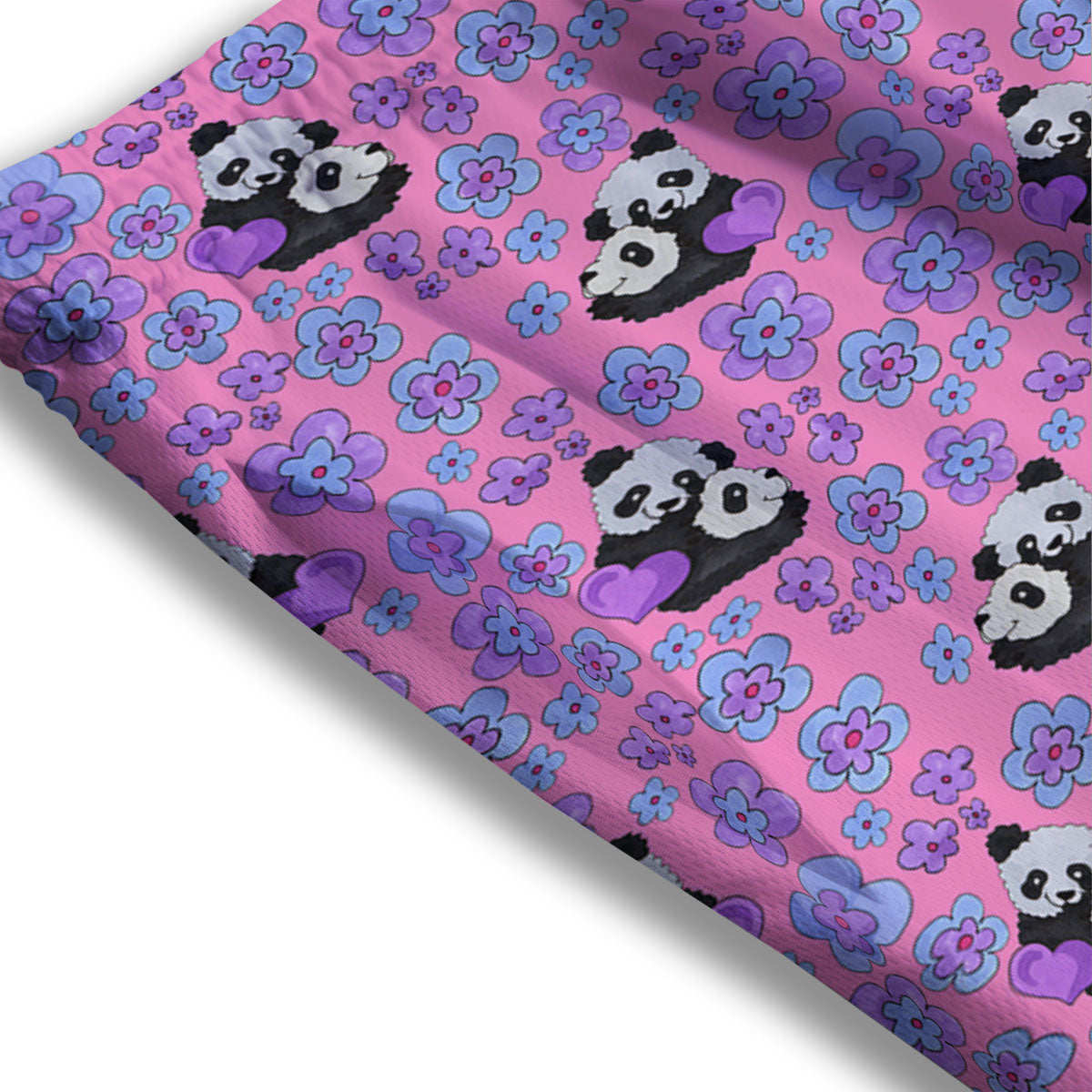 Flower And Purple Panda Print Pattern Mesh Shorts