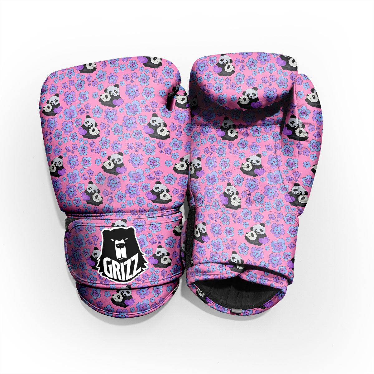 Flower And Purple Panda Print Pattern Pro Boxing Glove
