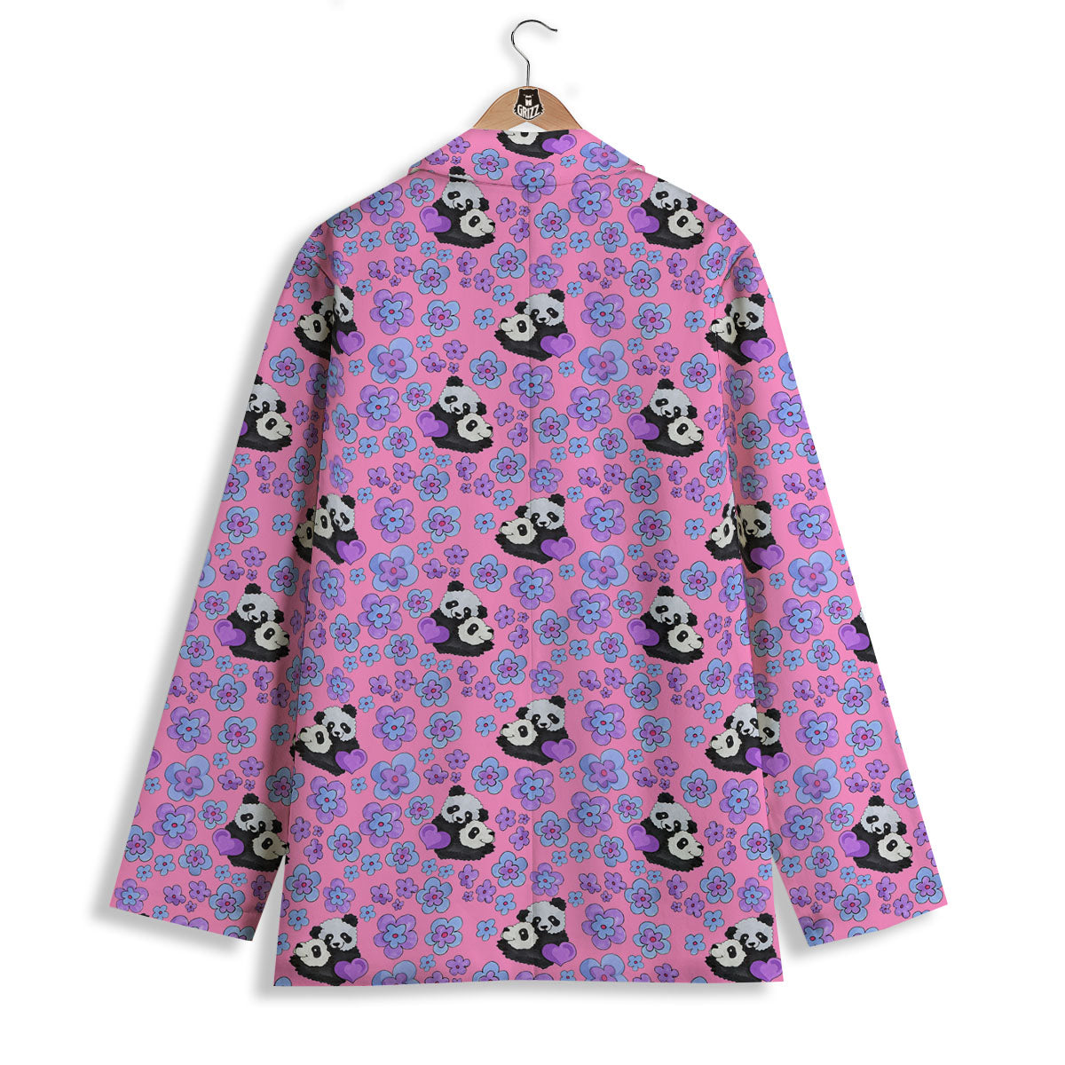 Flower And Purple Panda Print Pattern Women's Blazer-grizzshop