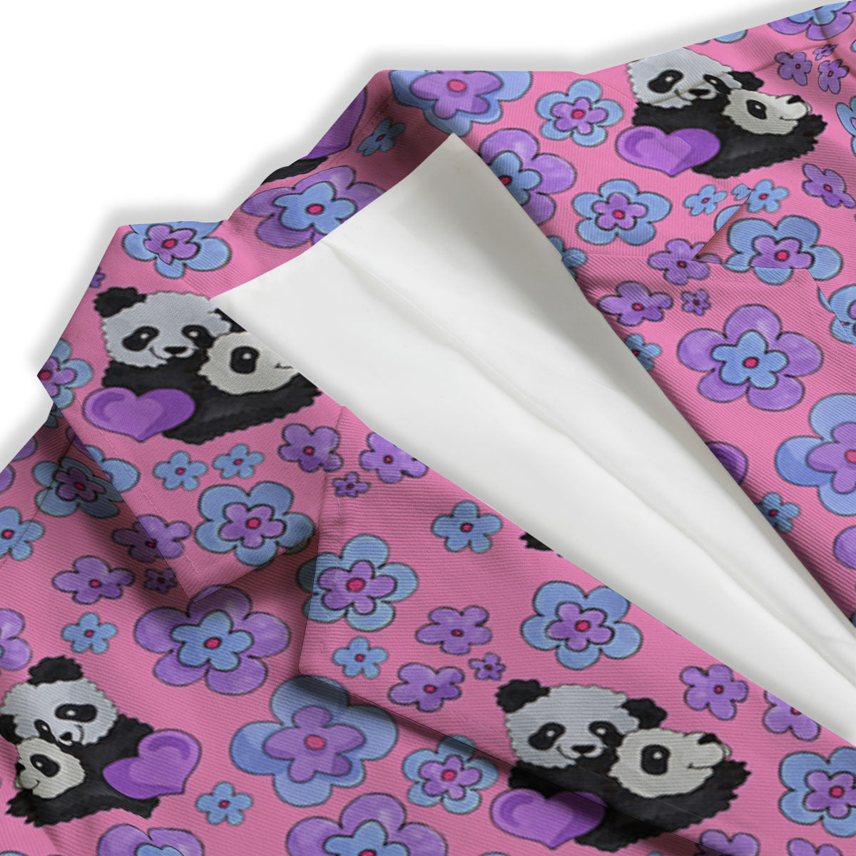 Flower And Purple Panda Print Pattern Women's Blazer-grizzshop