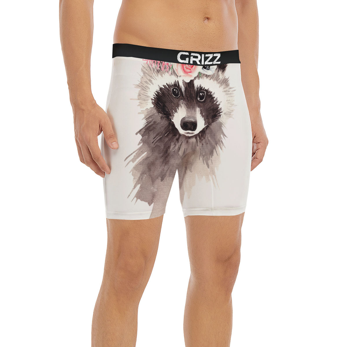 Flower And Raccoon Print Boxer Briefs-grizzshop
