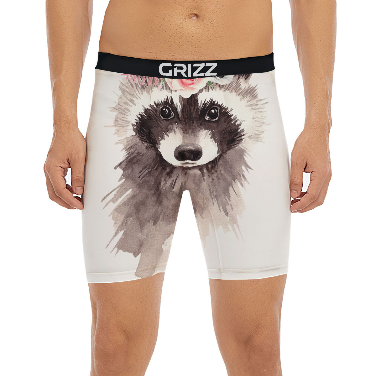 Flower And Raccoon Print Boxer Briefs-grizzshop