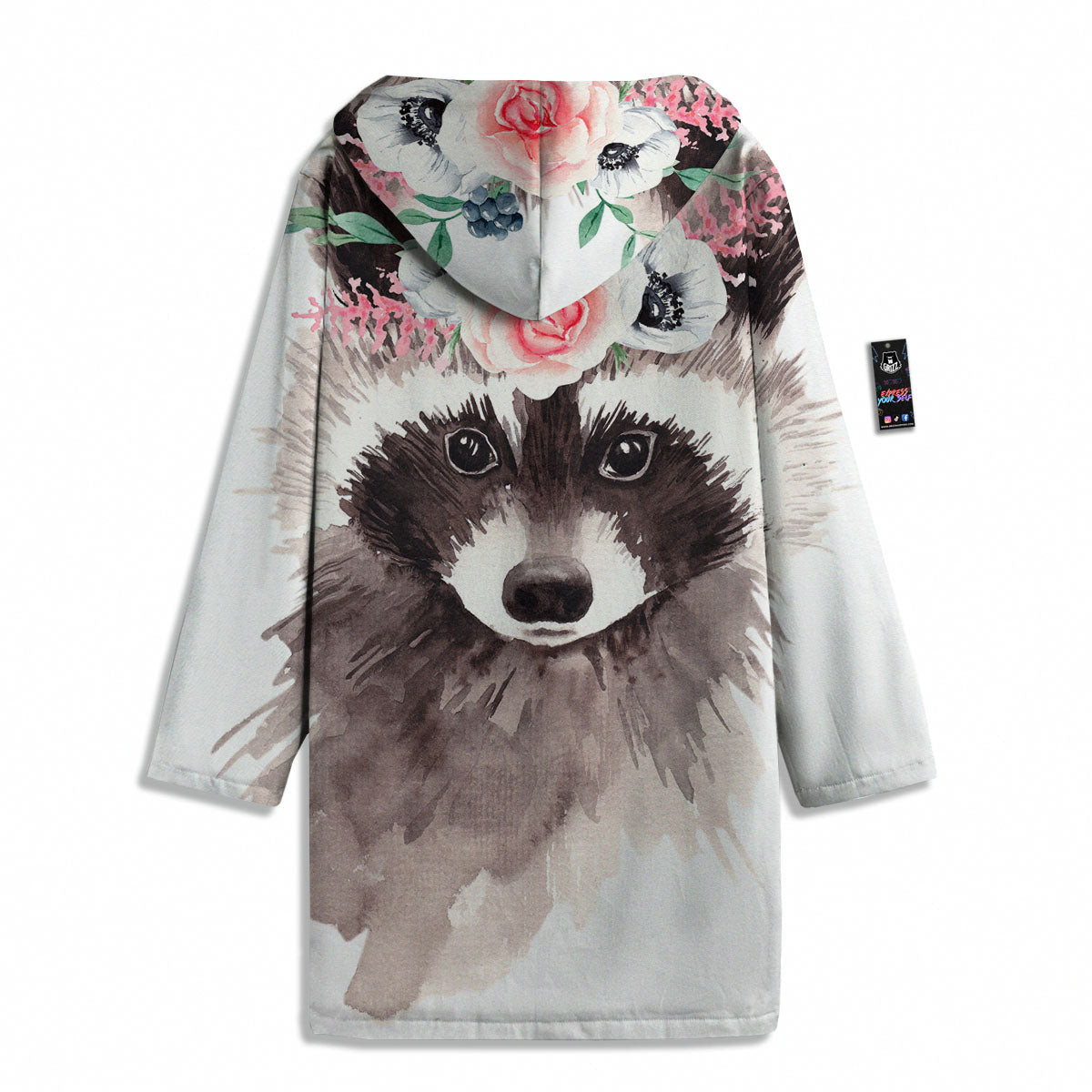 Flower And Raccoon Print Men's Windbreaker Jacket-grizzshop