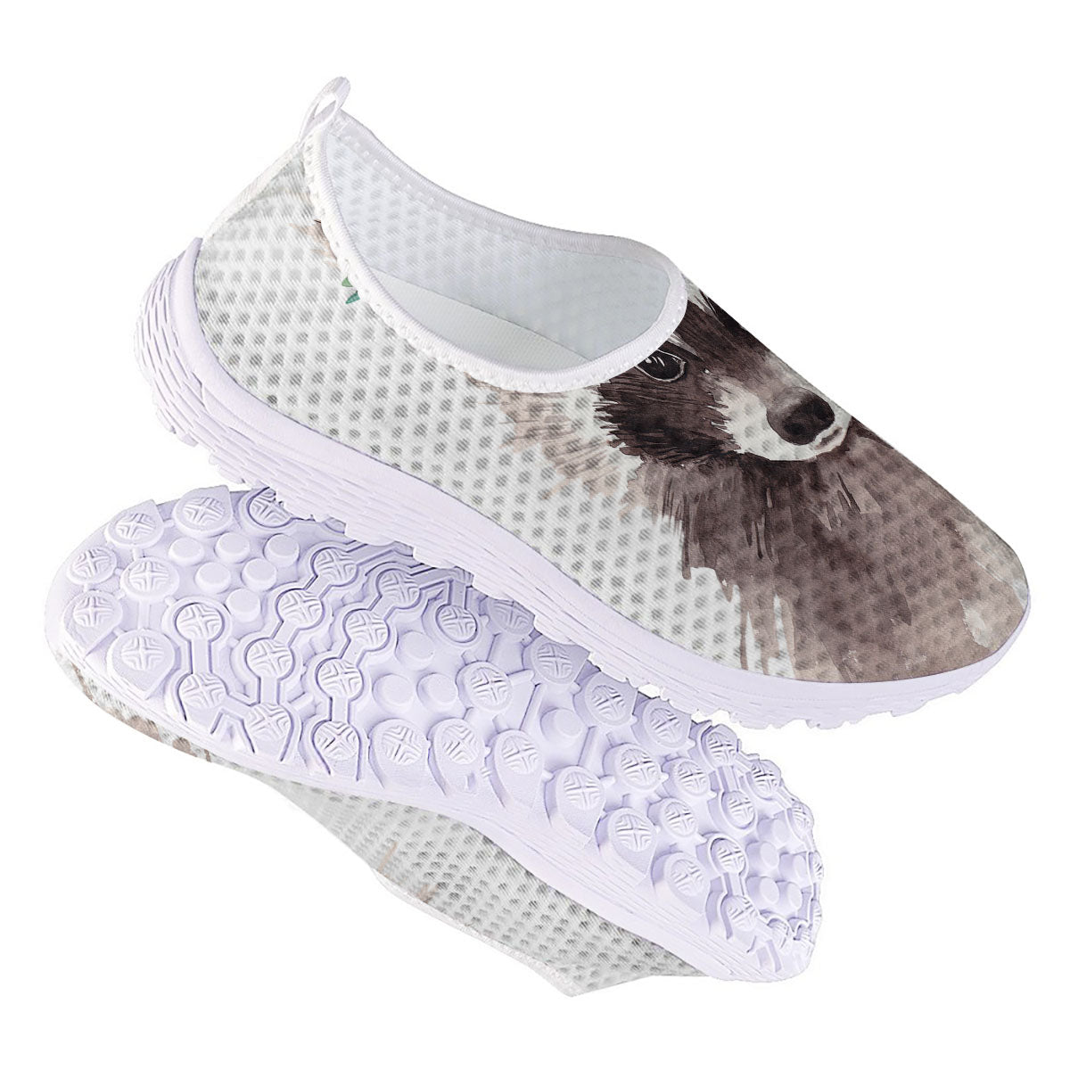 Flower And Raccoon Print Nurse Shoes-grizzshop