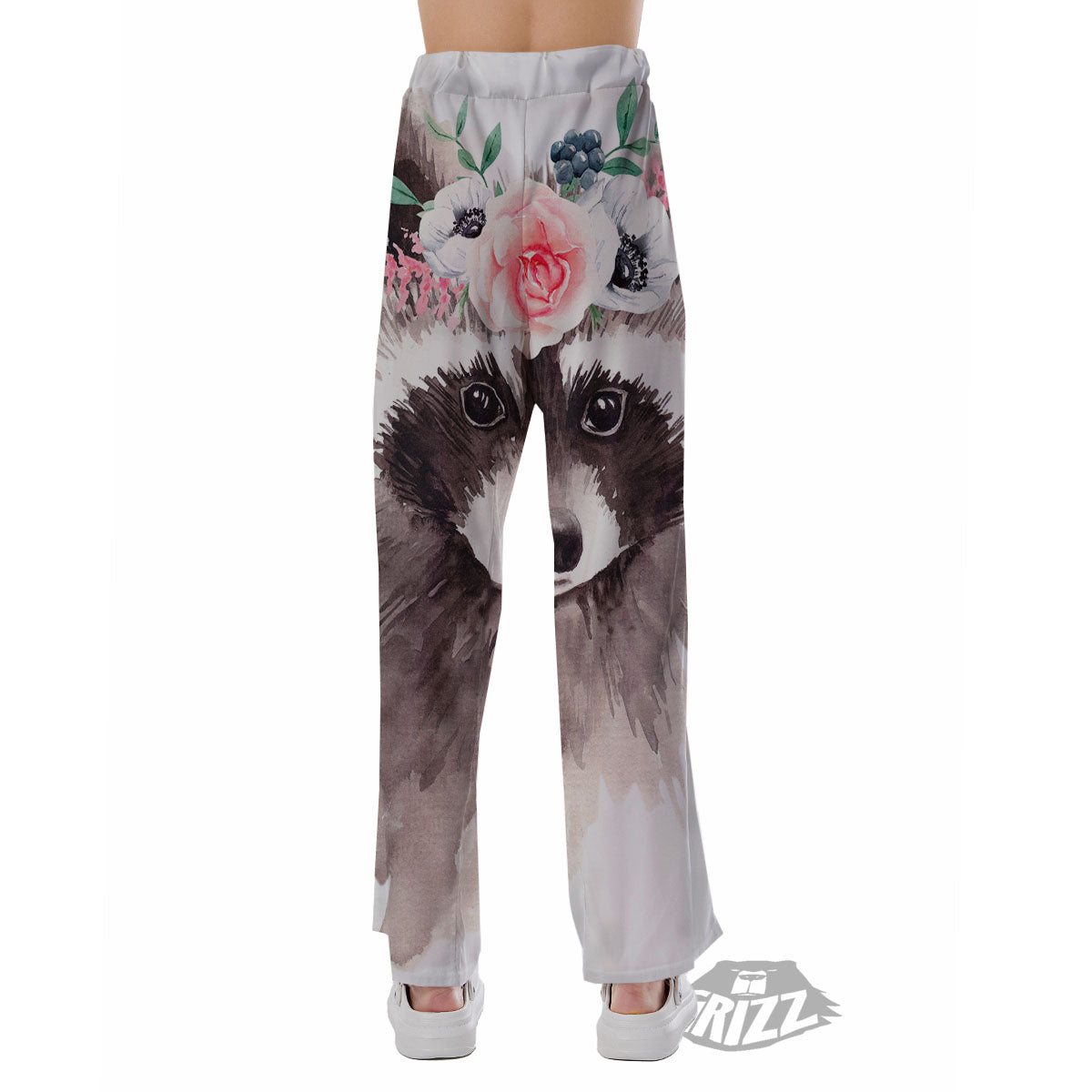 Flower And Raccoon Print Pajama Pants-grizzshop