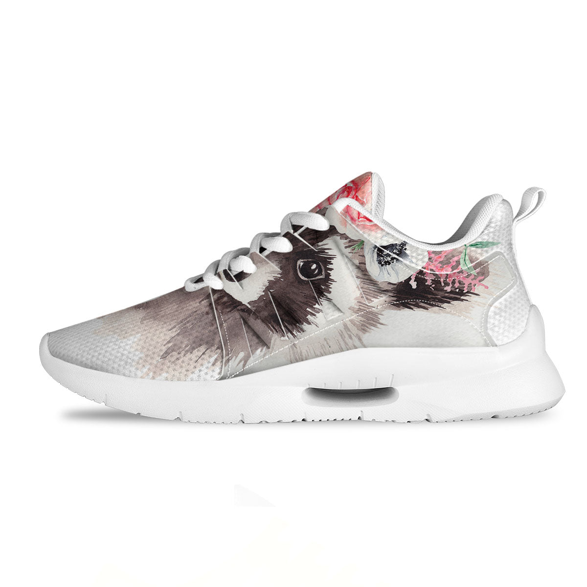 Flower And Raccoon Print Tennis Shoes-grizzshop