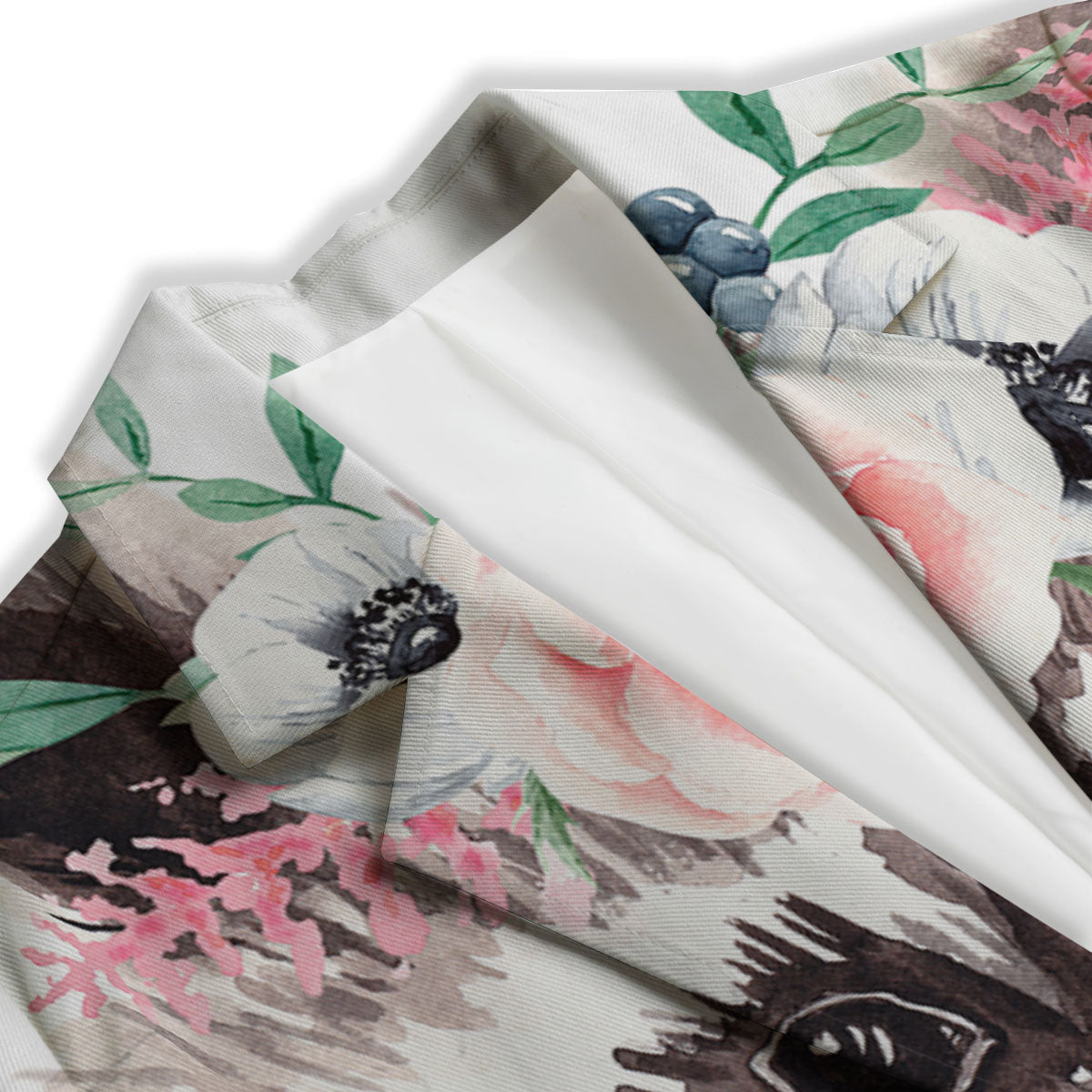 Flower And Raccoon Print Women's Blazer-grizzshop
