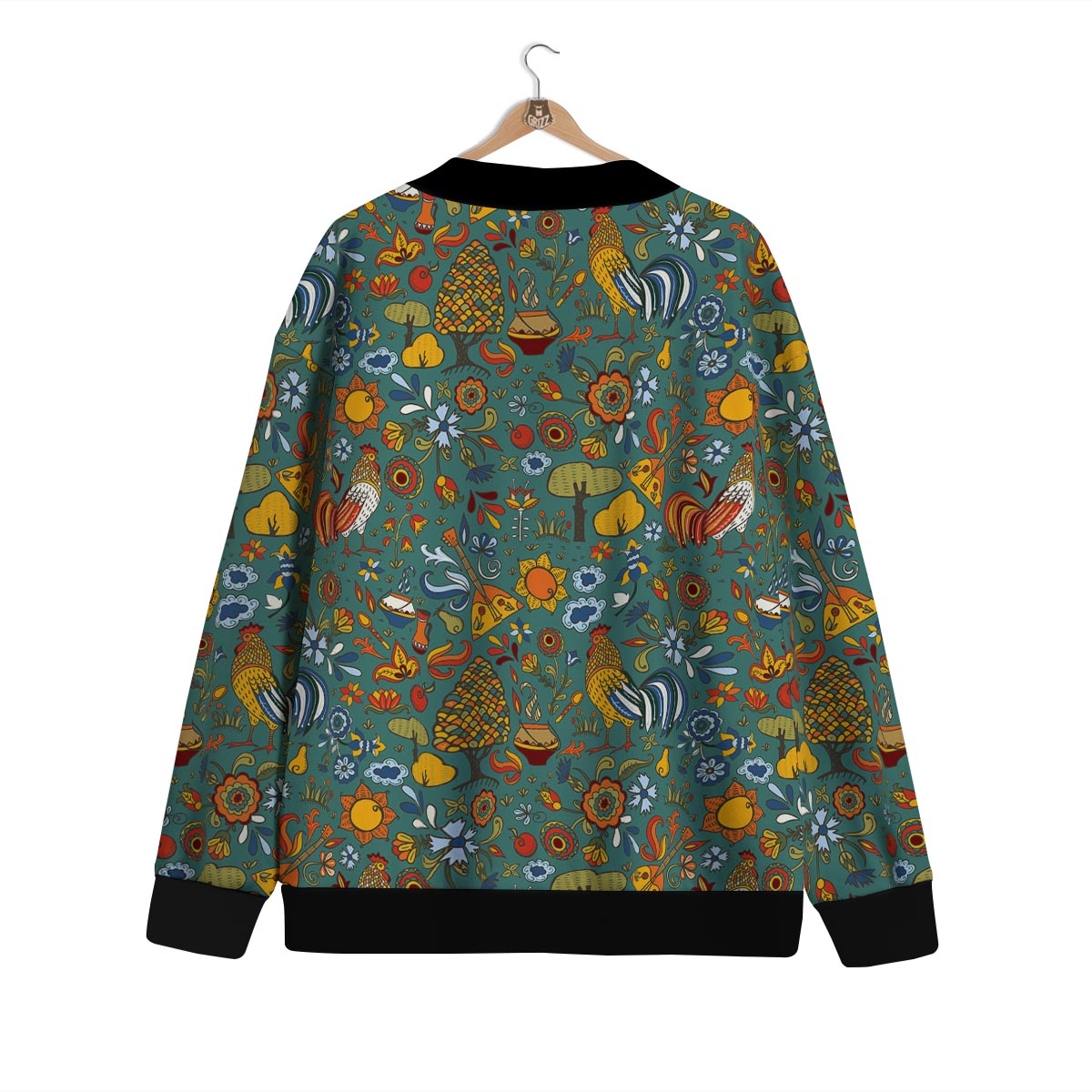 Flower And Rooster Print Pattern Cardigan-grizzshop
