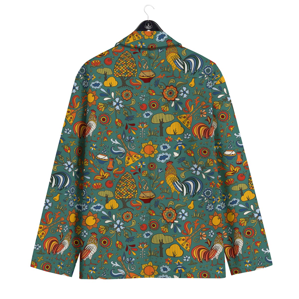 Flower And Rooster Print Pattern Men's Sport Coat-grizzshop