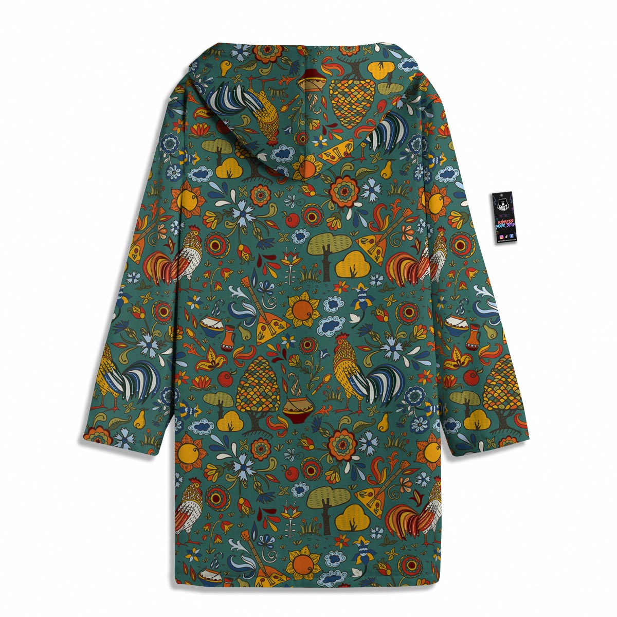 Flower And Rooster Print Pattern Men's Windbreaker Jacket-grizzshop