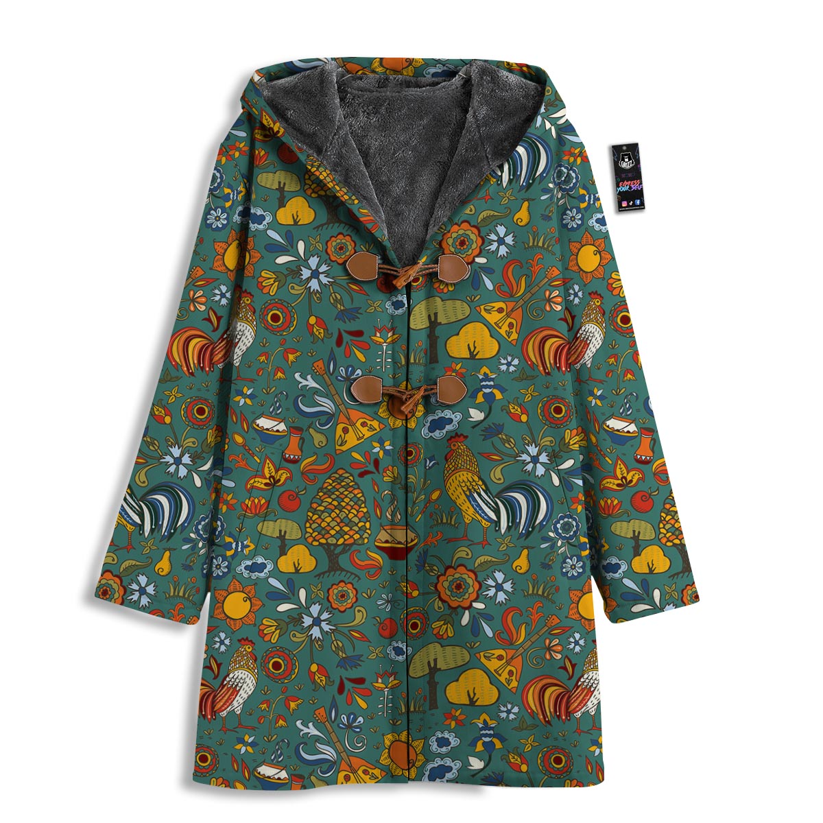 Flower And Rooster Print Pattern Men's Windbreaker Jacket-grizzshop
