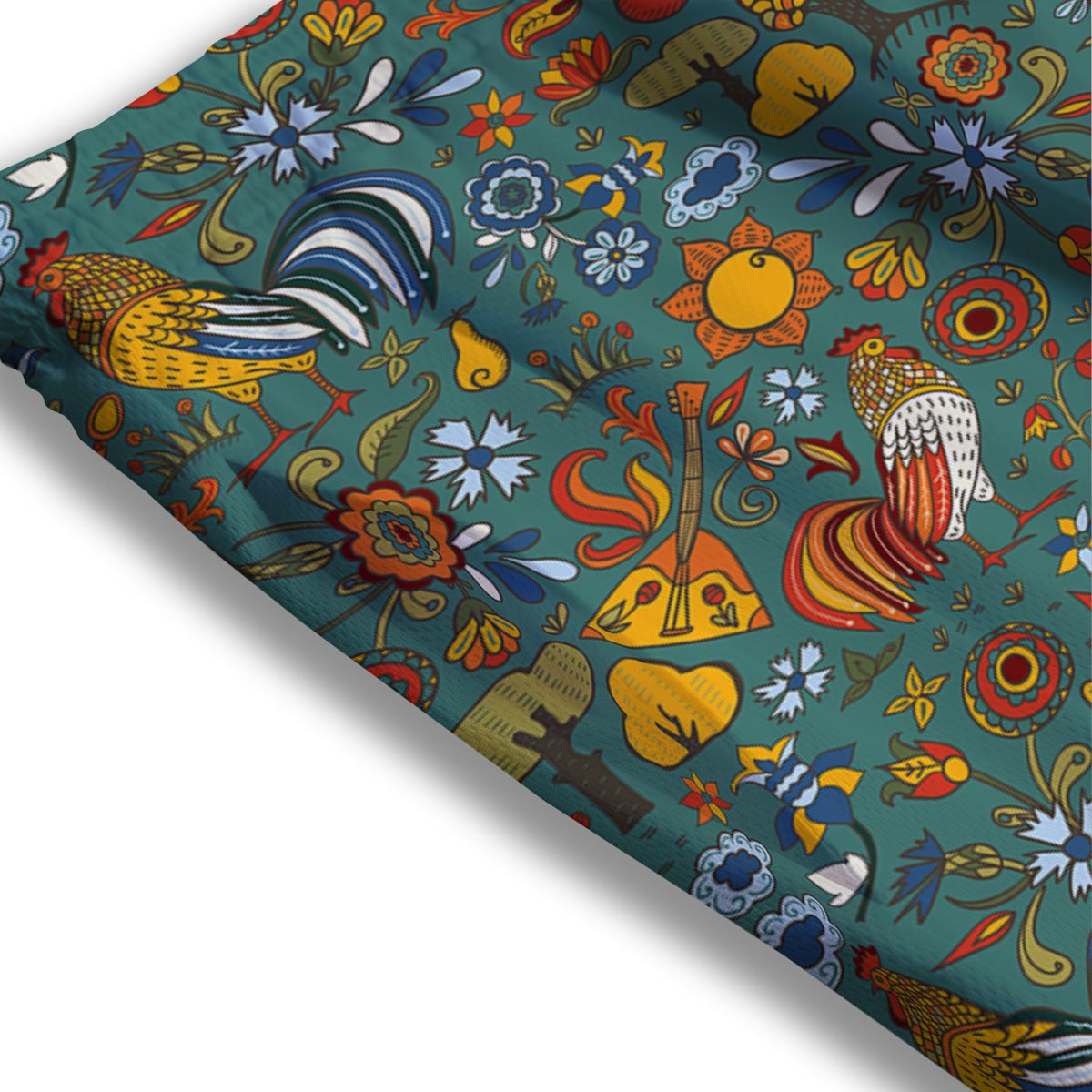 Flower And Rooster Print Pattern Mesh Shorts