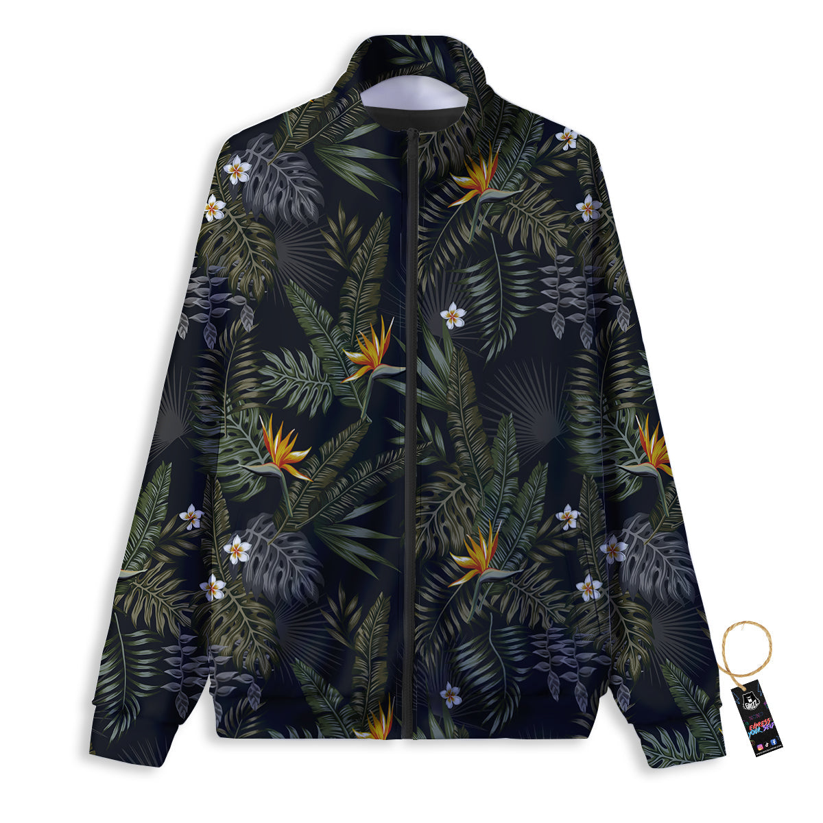 Flower And Rooster Print Pattern Track Jacket-grizzshop