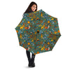 Flower And Rooster Print Pattern Umbrella-grizzshop