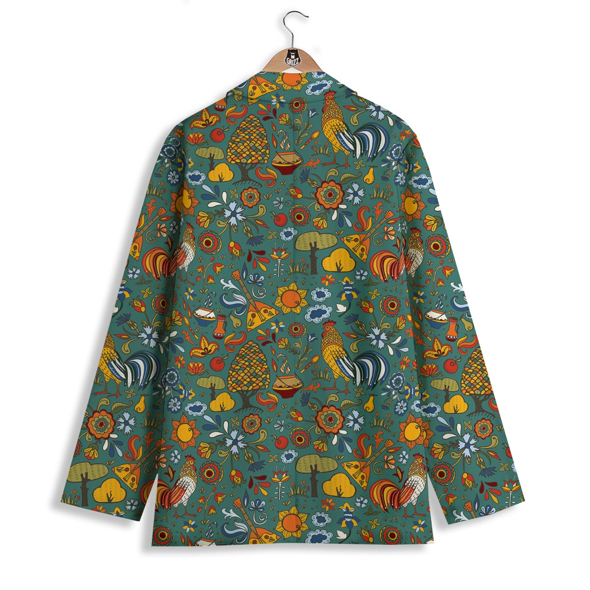 Flower And Rooster Print Pattern Women's Blazer-grizzshop