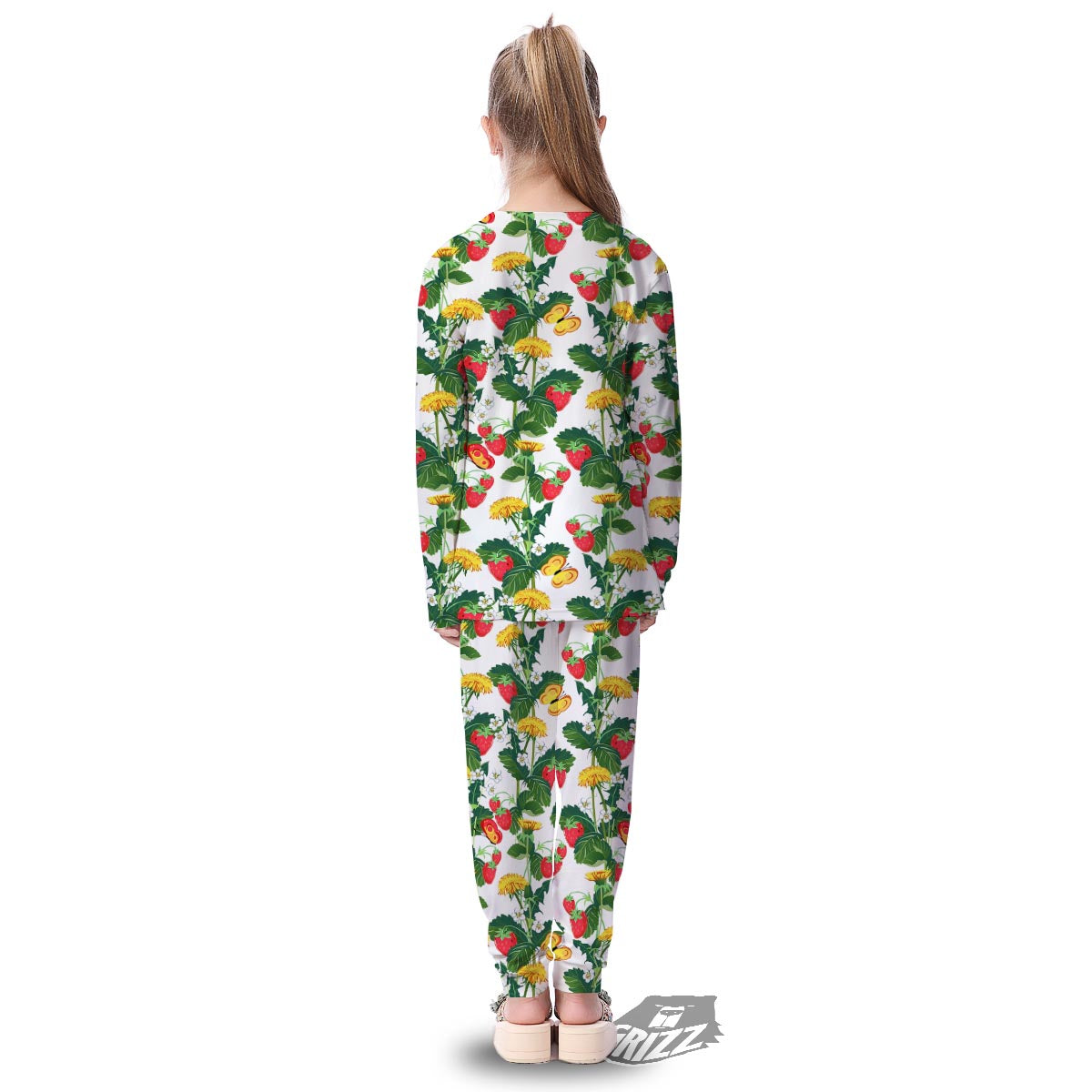 Flower And Strawberry Print Pattern Kid's Pajamas-grizzshop