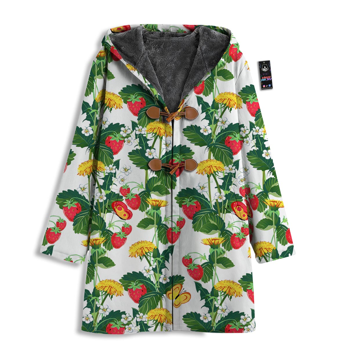 Flower And Strawberry Print Pattern Men's Windbreaker Jacket-grizzshop
