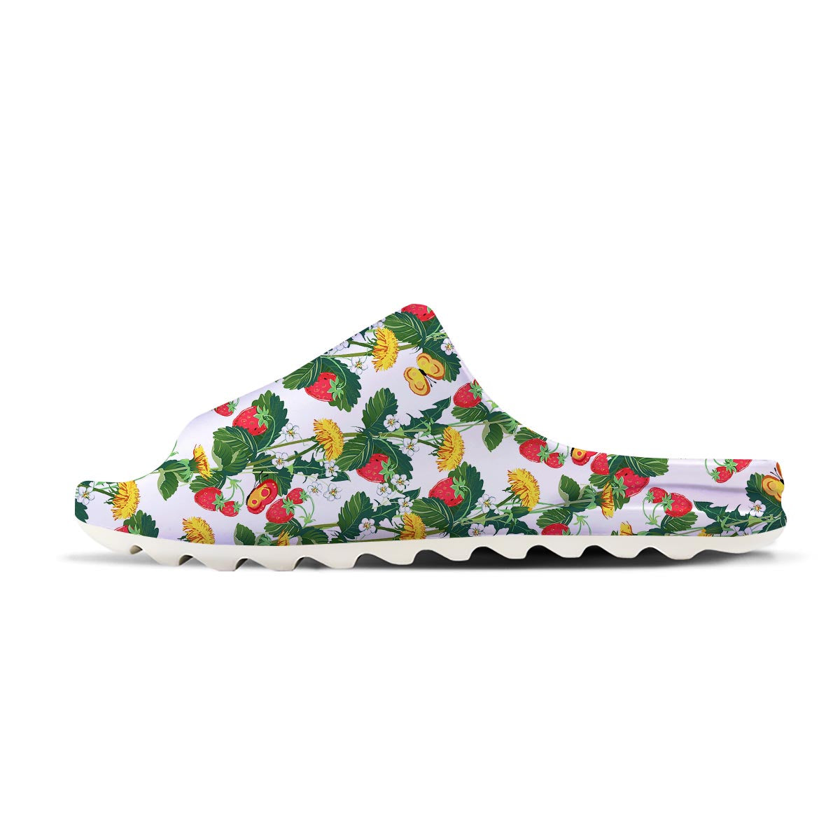 Flower And Strawberry Print Pattern Sandals-grizzshop