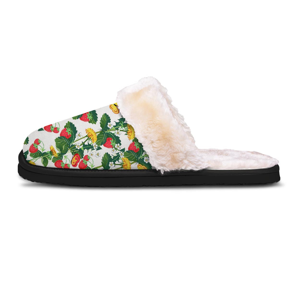 Flower And Strawberry Print Pattern Slippers-grizzshop
