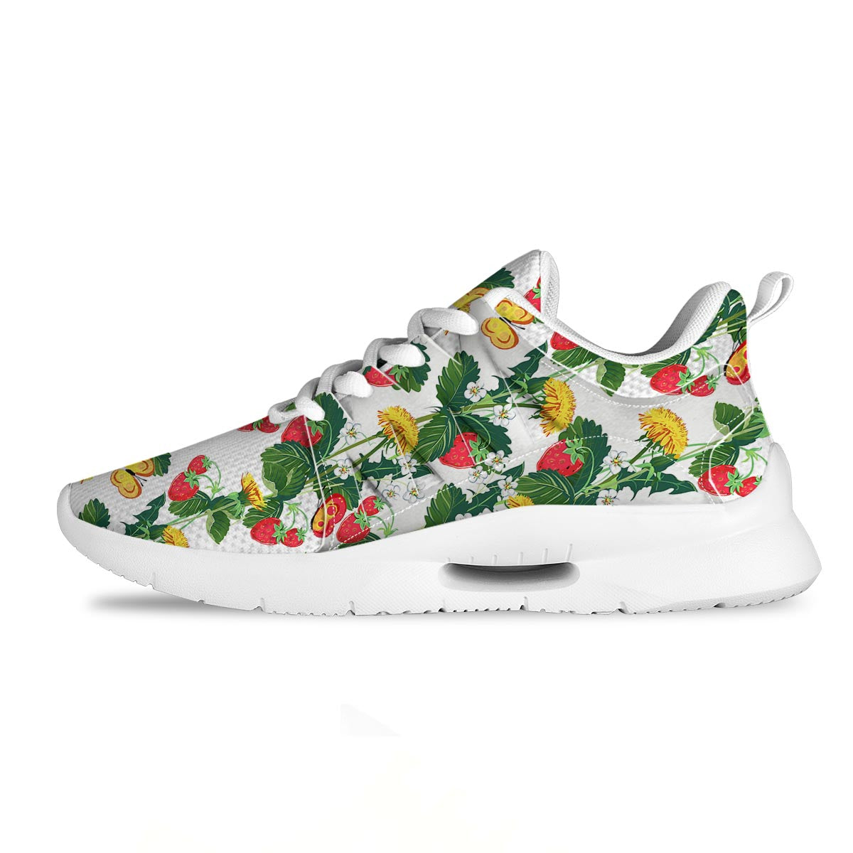 Flower And Strawberry Print Pattern Tennis Shoes-grizzshop