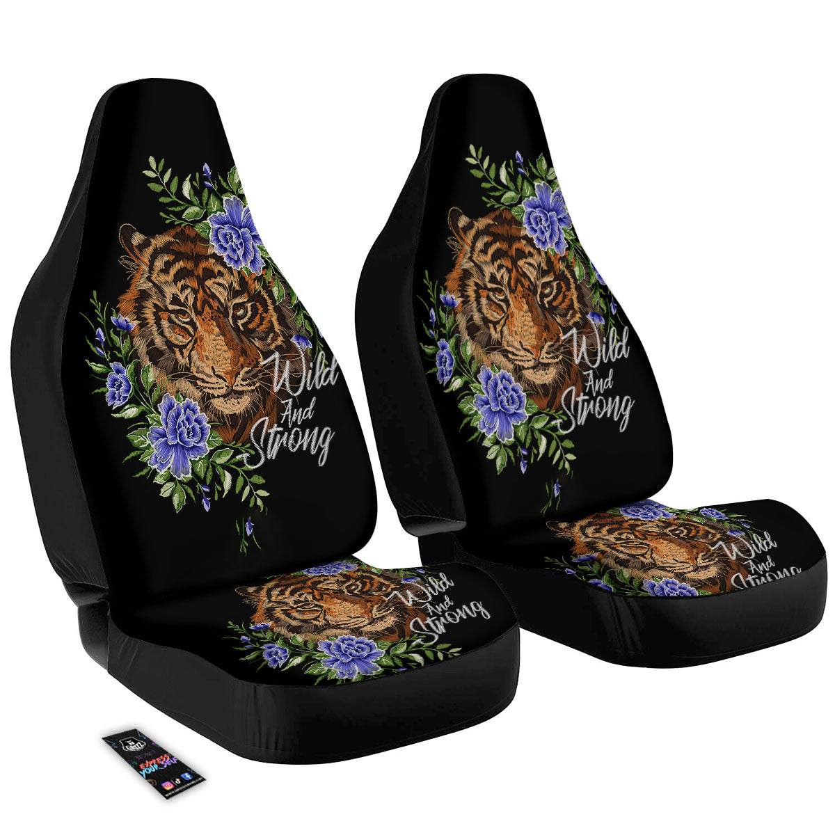 Flower And Tiger Embroidery Print Car Seat Covers-grizzshop