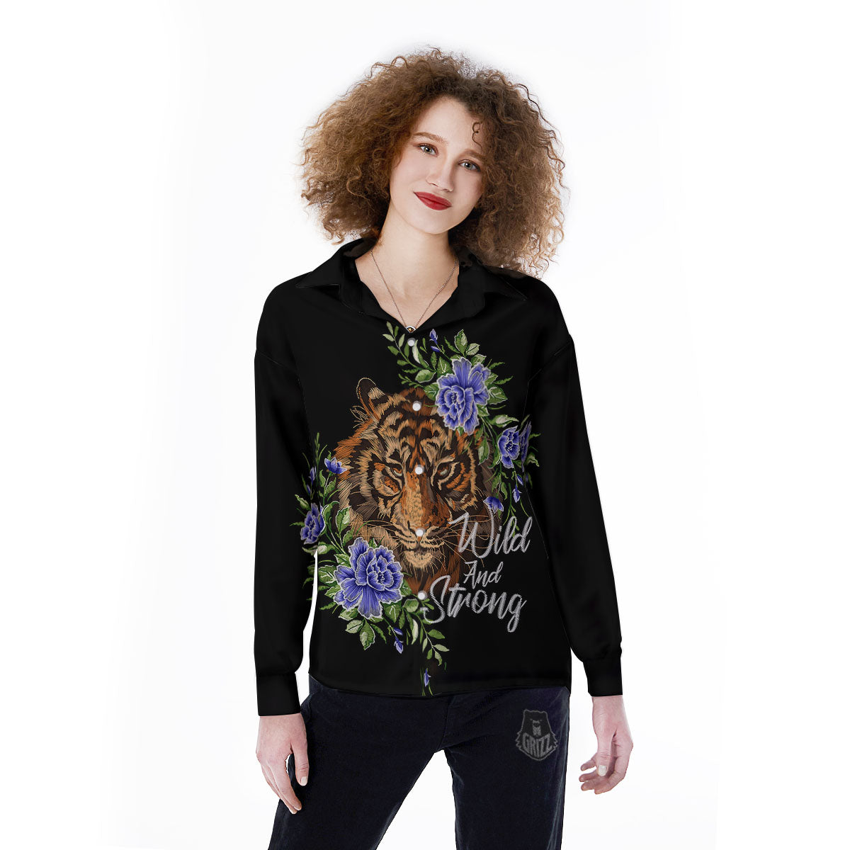 Tiger Blossom Womens Long Sleeve Tee