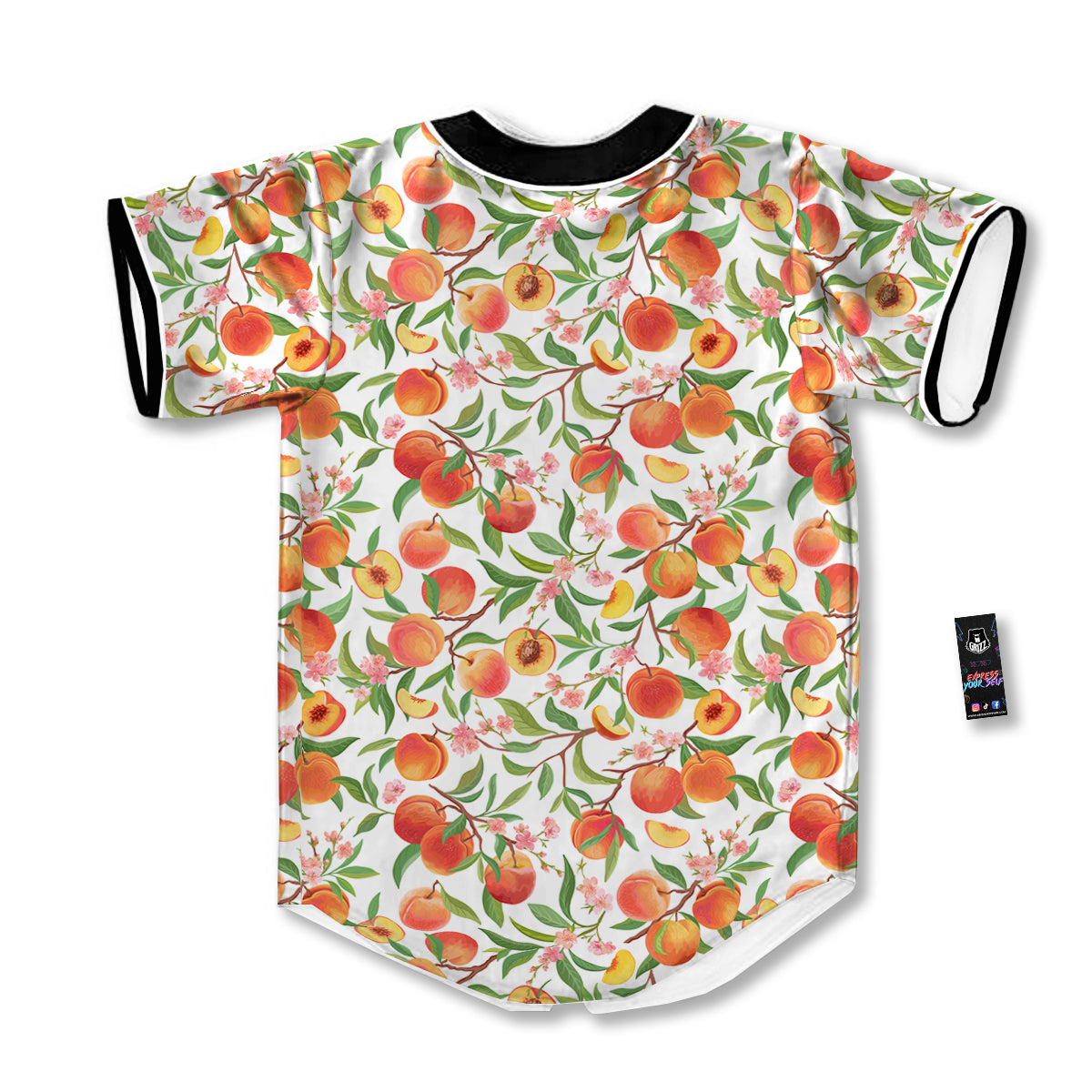 Flower Apricot And Print Pattern Baseball Jersey-grizzshop