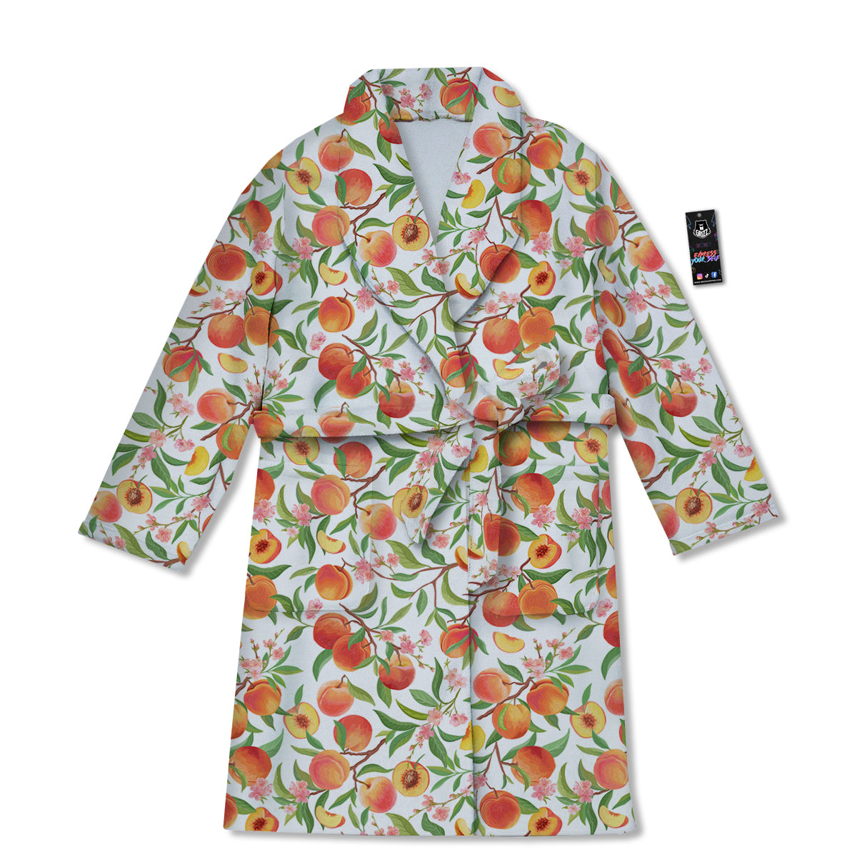 Flower Apricot And Print Pattern Bathrobe-grizzshop