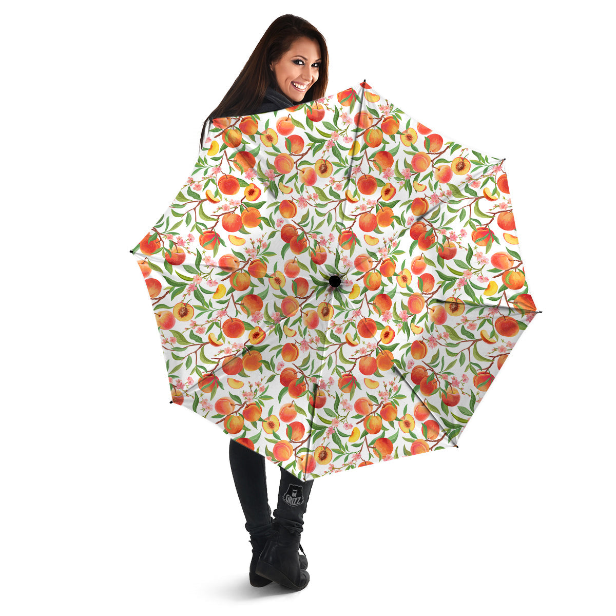 Flower Apricot And Print Pattern Umbrella-grizzshop